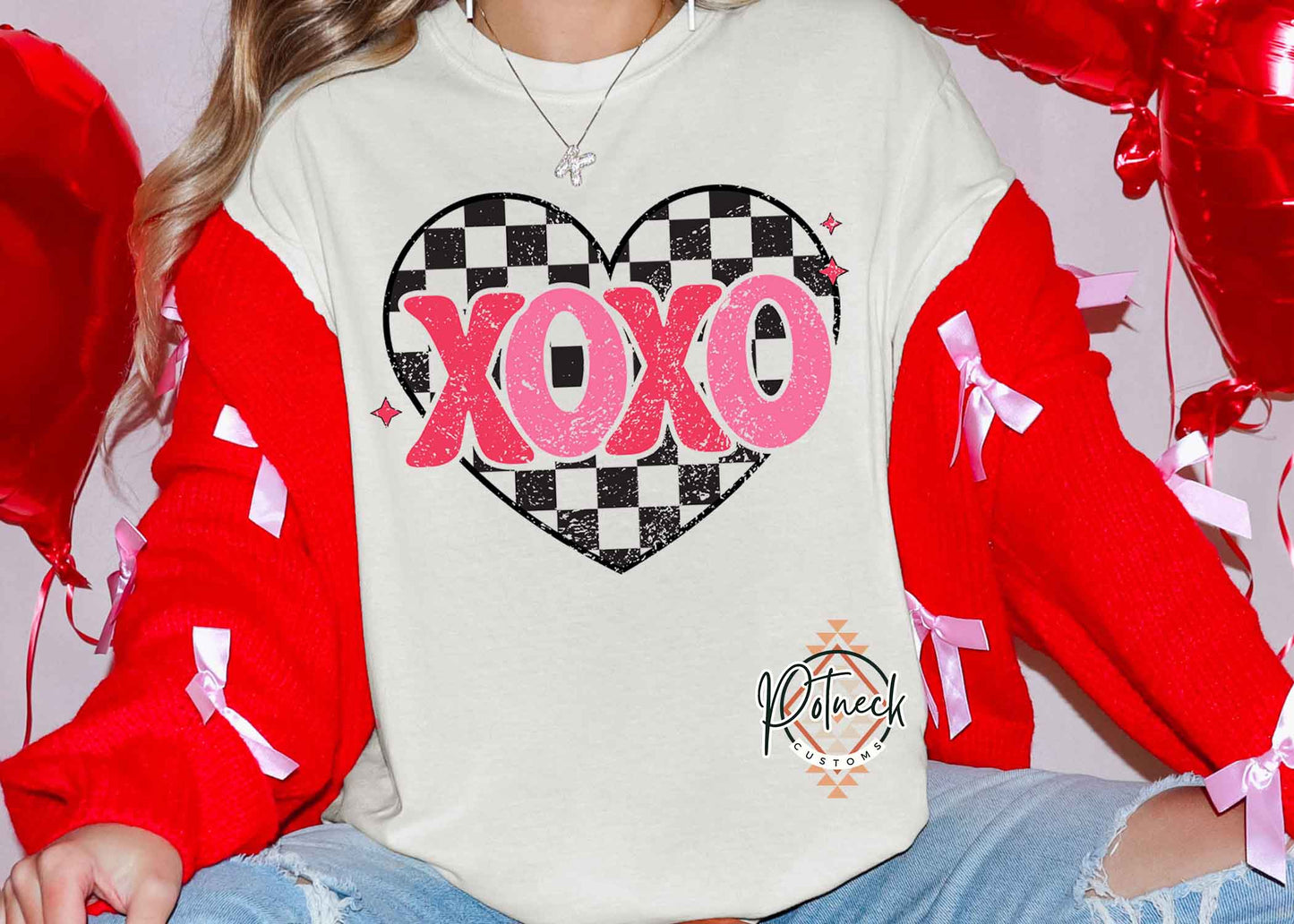 Xoxo checkered heart shirt