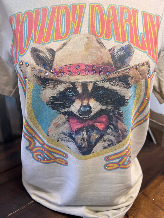Rhinestone Raccoon Shirt, Western Cowboy Raccoon Tee, Funny Animal Graphic Tee, Country Concert Shirt, Cute Rodeo Outfit, Sparkly Cowgirl Top