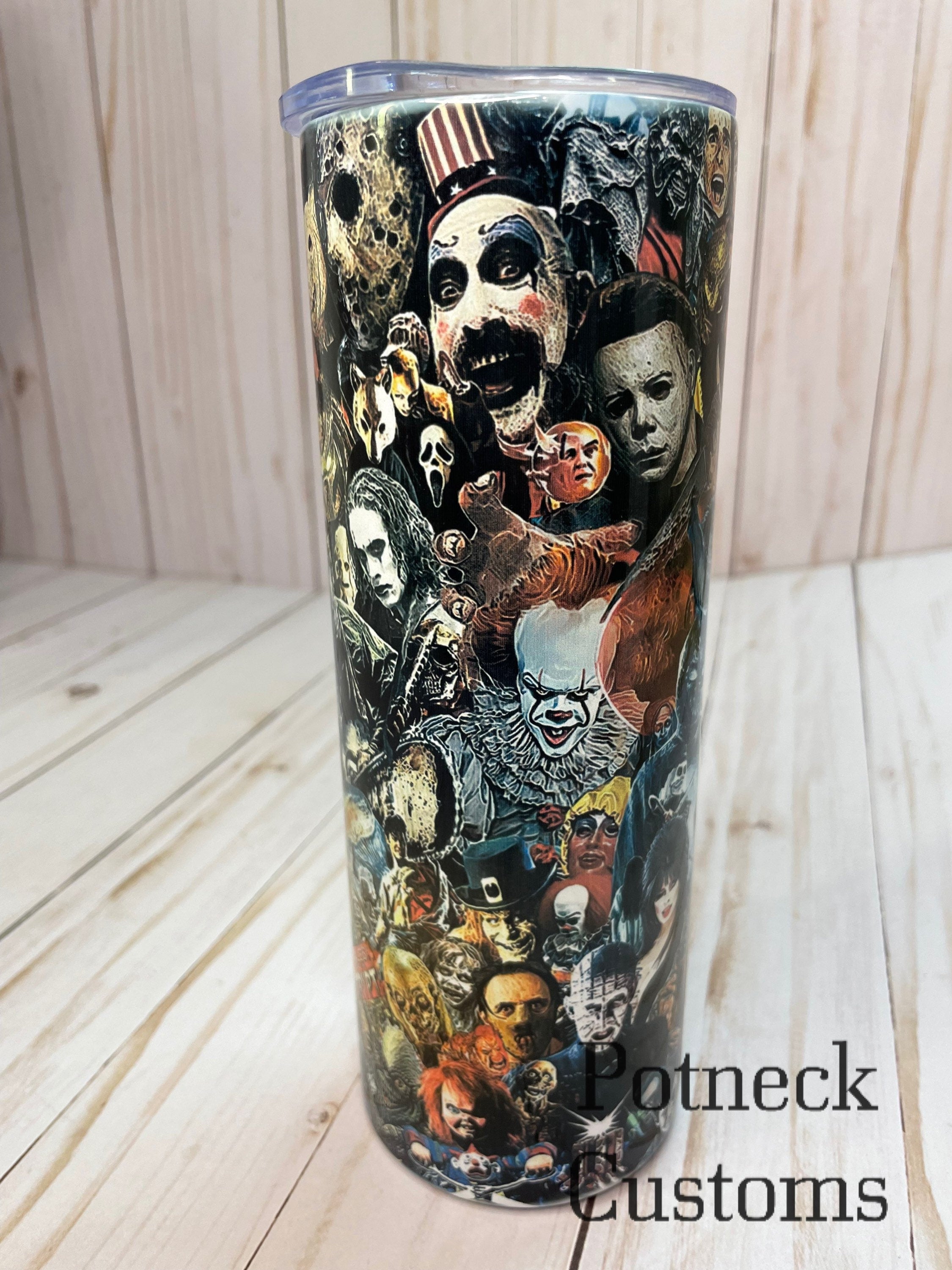 Halloween Cups Glass, Horror Movie Cup, Retro Halloween