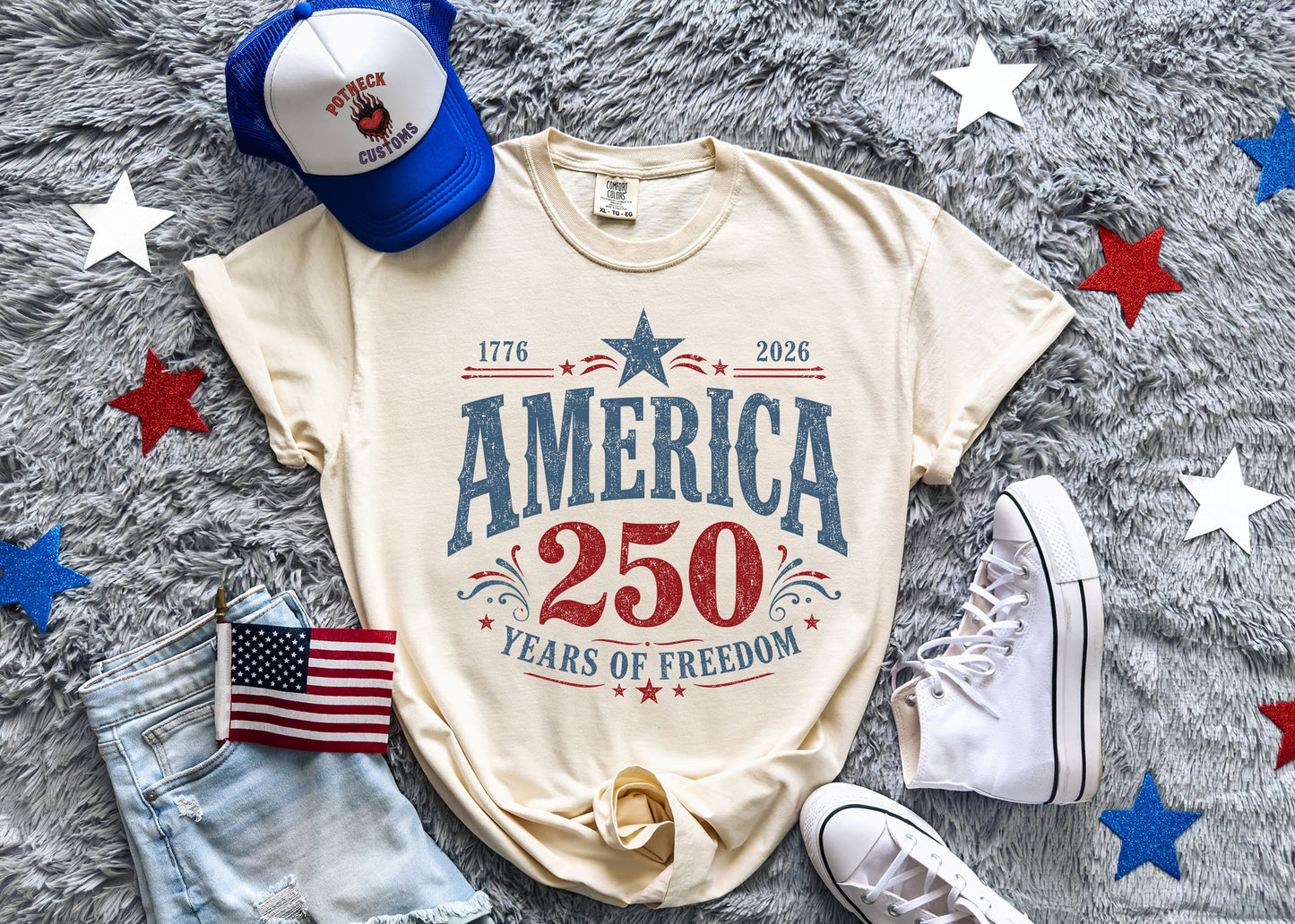 America 250 Years of Freedom Patriotic T-Shirt | USA 250th Anniversary Shirt | 1776–2026 Independence Celebration Tee
