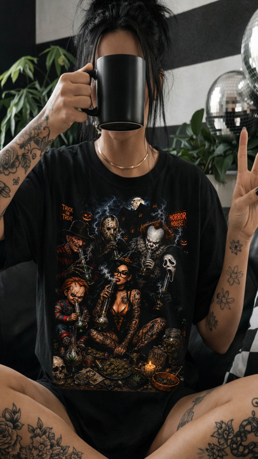 Horror Icons Smoke Session Shirt  Horror Icons Halloween Shirt, Spooky Stoner Tee, Horror Movie Graphic Tee, Goth Halloween Shirt, Alternative Halloween Gift