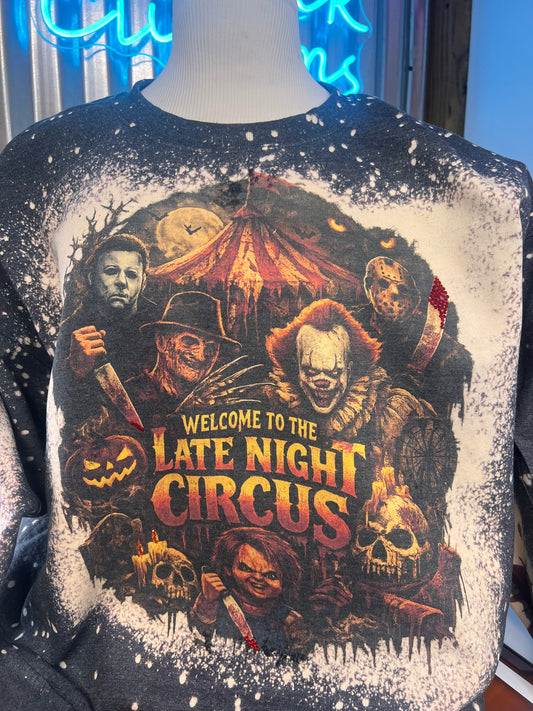 🎪 Welcome to the Late Night Circus… if you dare. Halloween sweatshirt