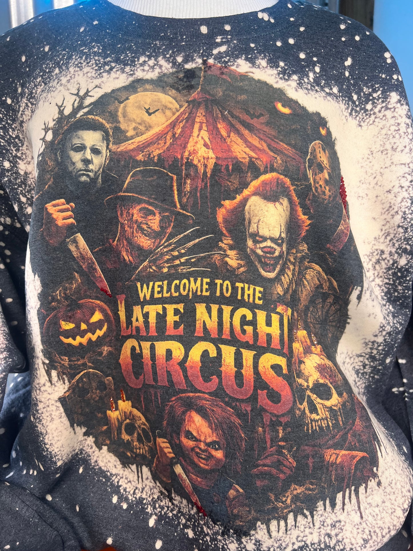 🎪 Welcome to the Late Night Circus… if you dare. Halloween sweatshirt