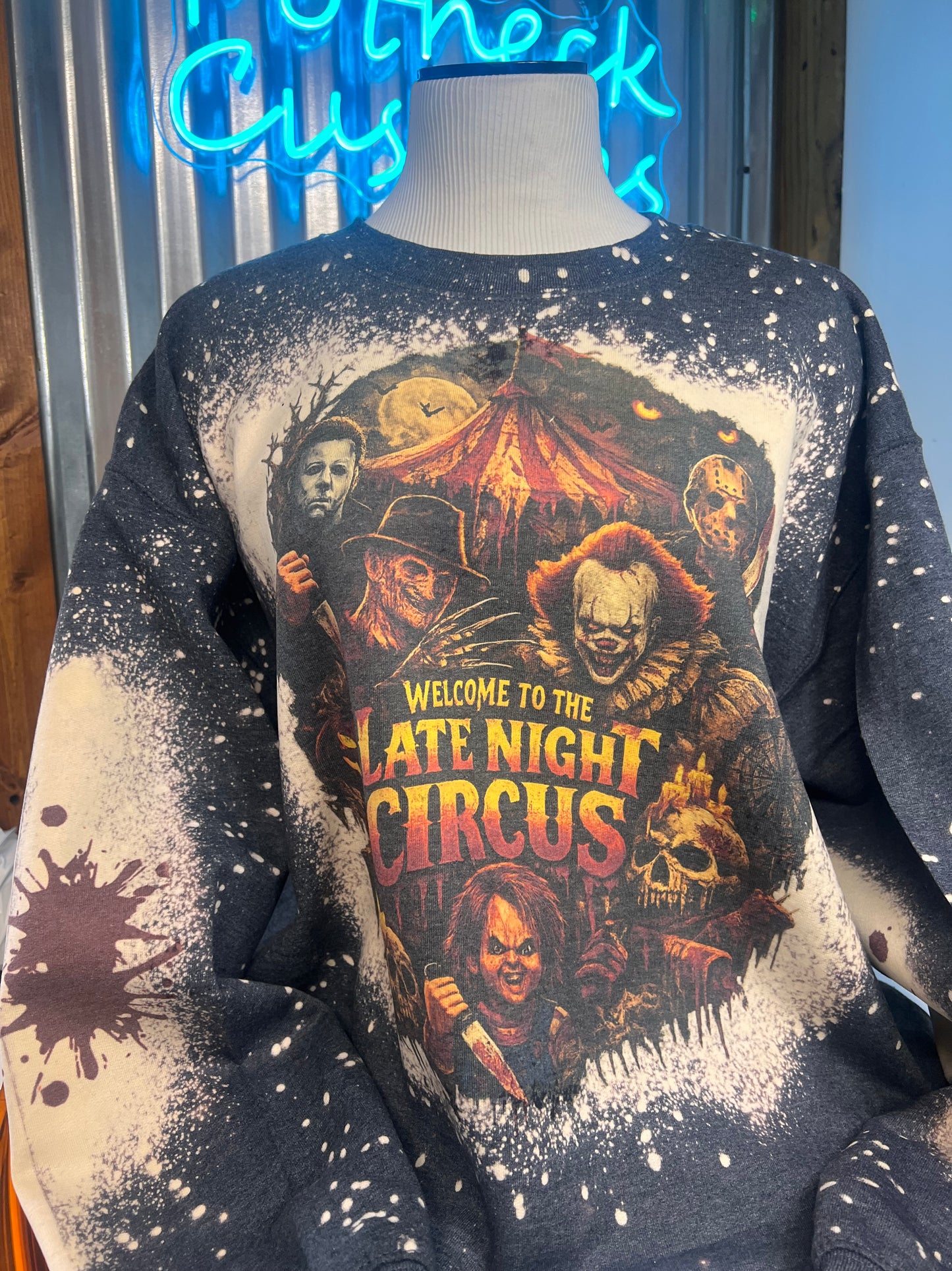🎪 Welcome to the Late Night Circus… if you dare. Halloween sweatshirt