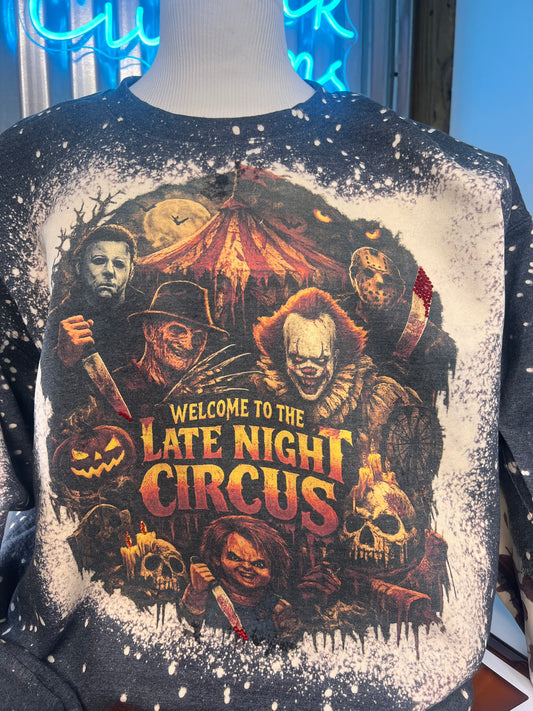 🎪 Welcome to the Late Night Circus… if you dare. Halloween sweatshirt