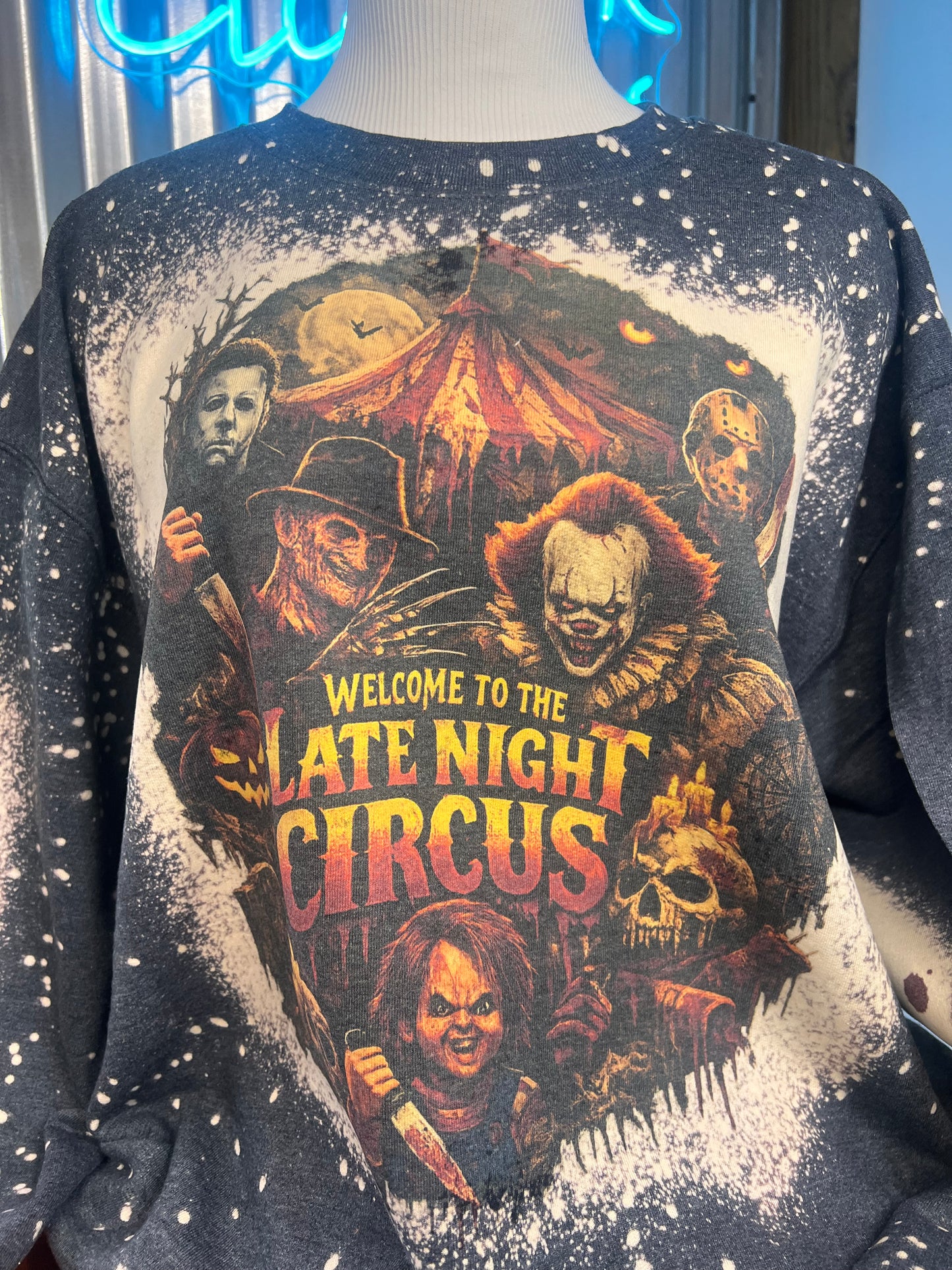 🎪 Welcome to the Late Night Circus… if you dare. Halloween sweatshirt