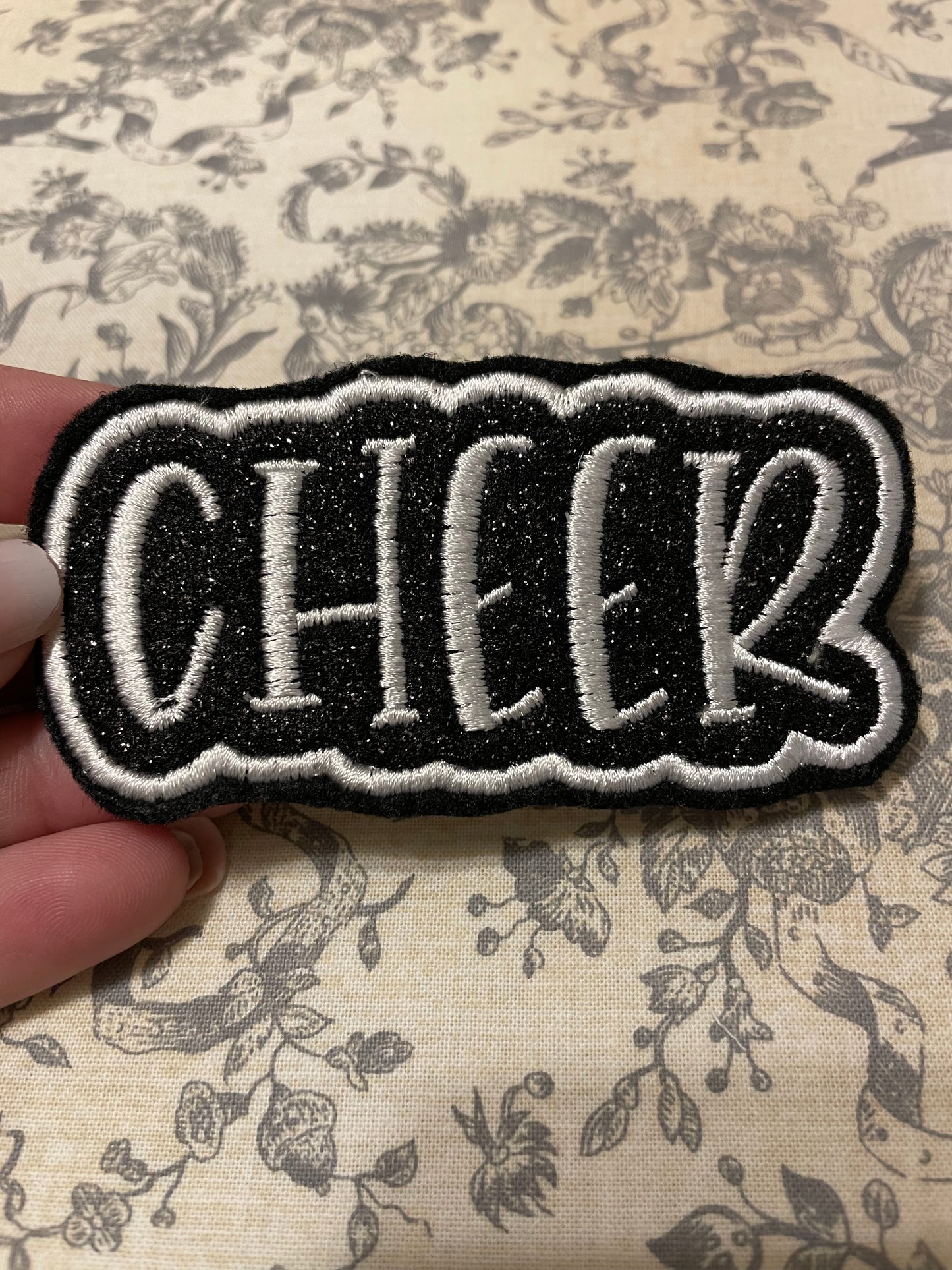 Glitter cheer iron on hat patch  *** 7-10 TAT ***