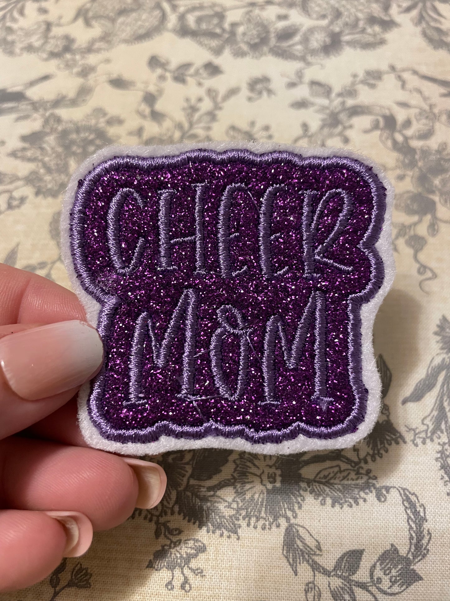 Glitter cheer Mom patch *** 7-10 TAT ***