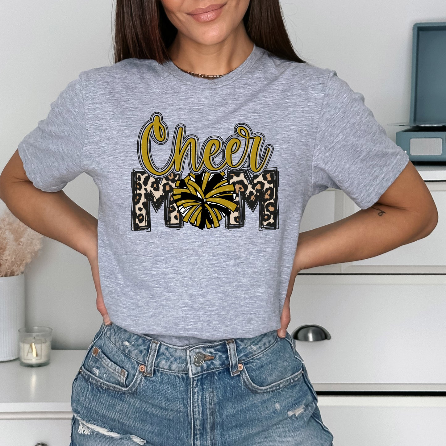 Cheer mom shirt black and gold