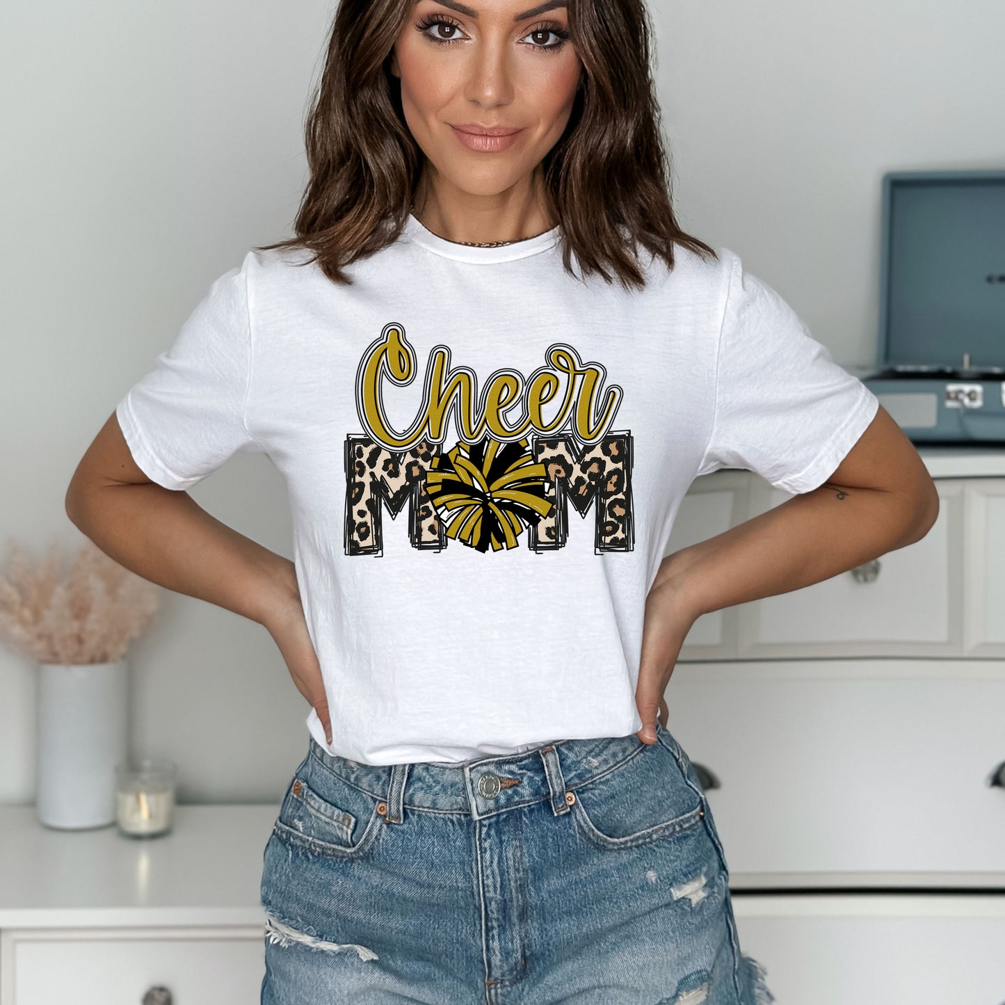 Cheer mom shirt black and gold