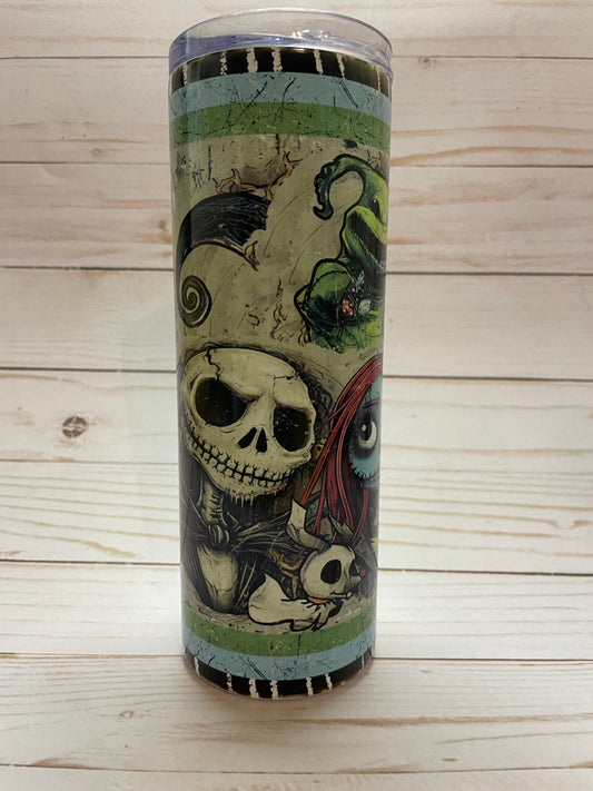 Jack and sally glow in the dark tumbler