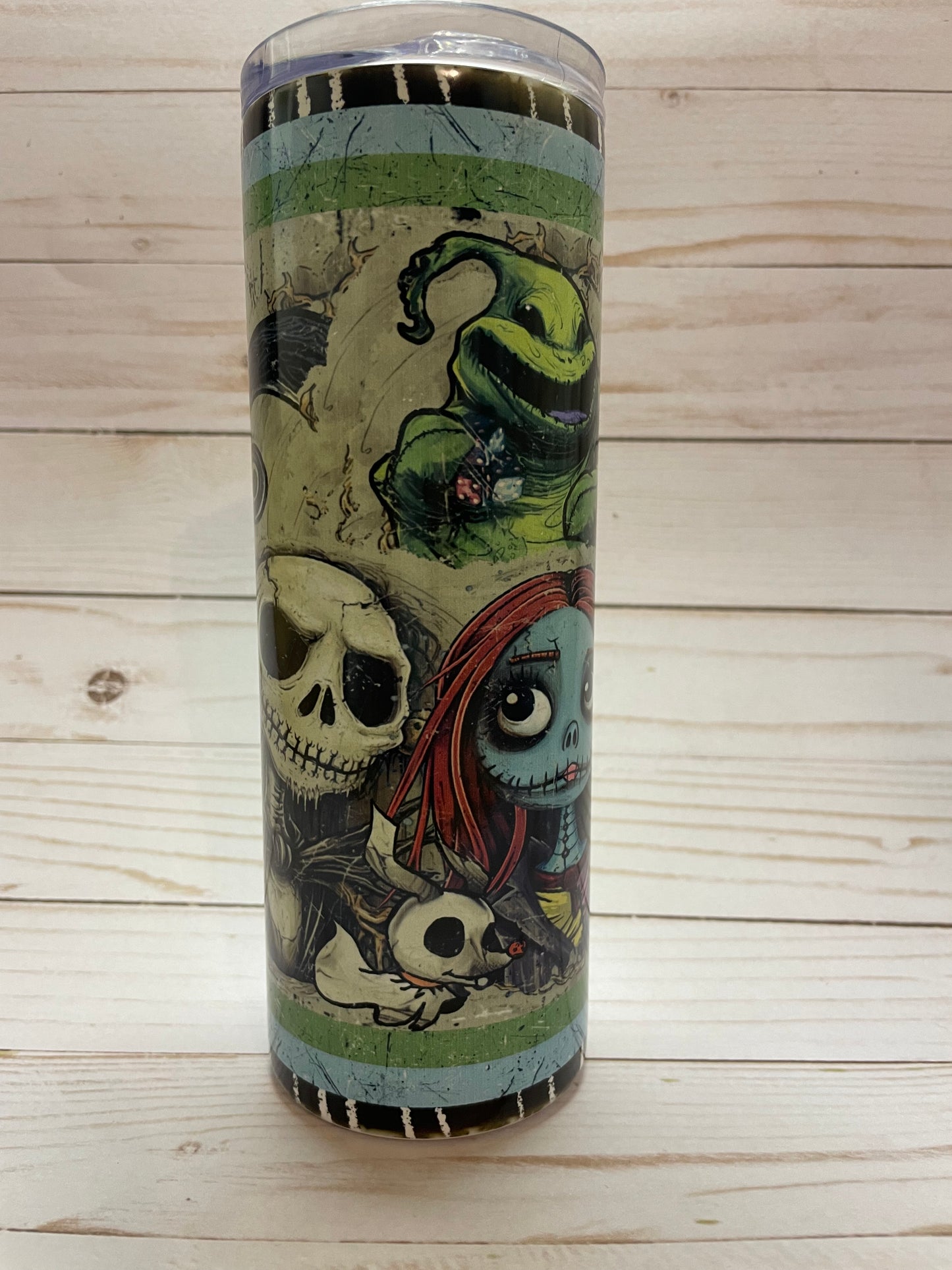 Jack and sally glow in the dark tumbler