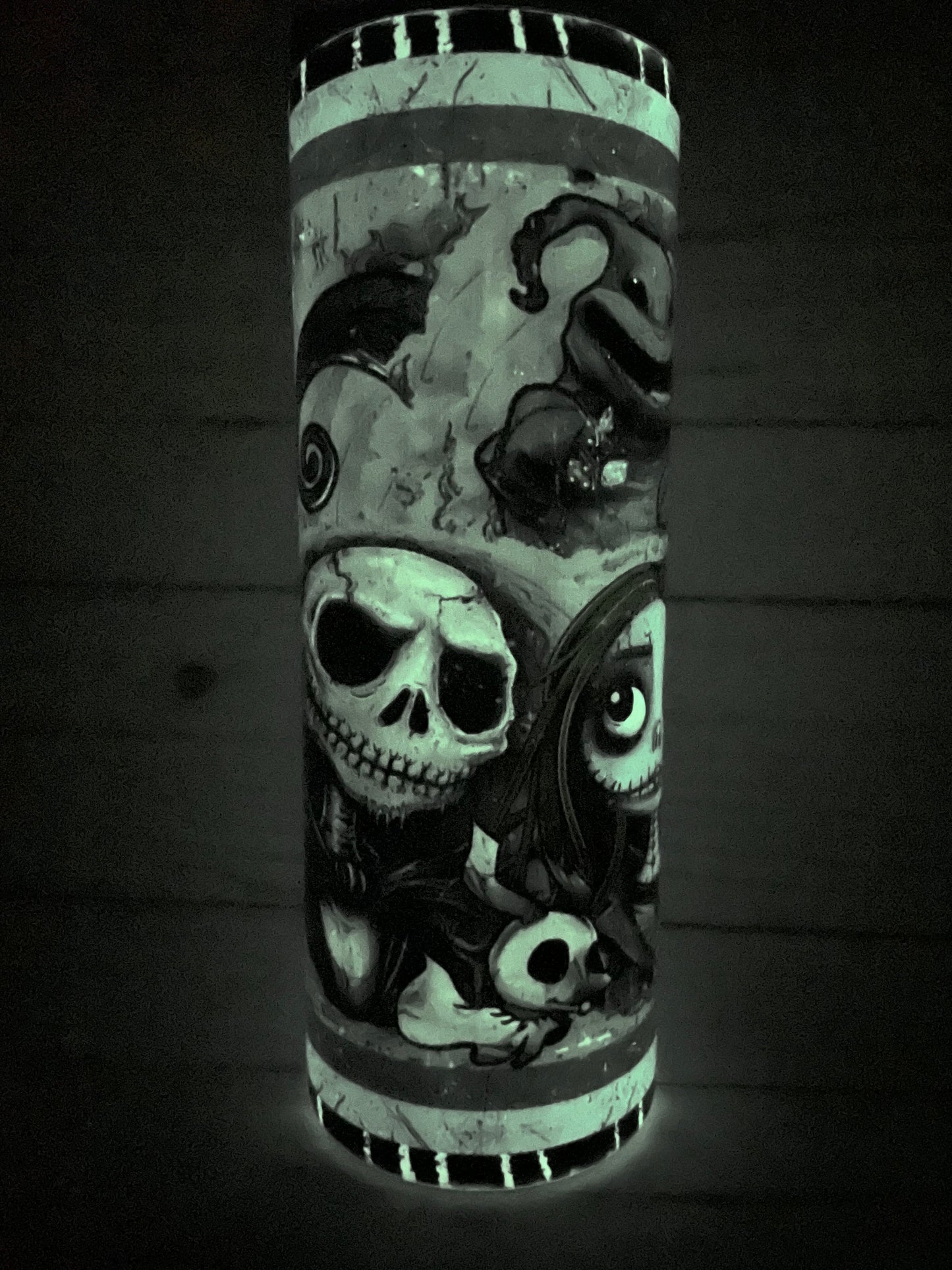 Jack and sally glow in the dark tumbler