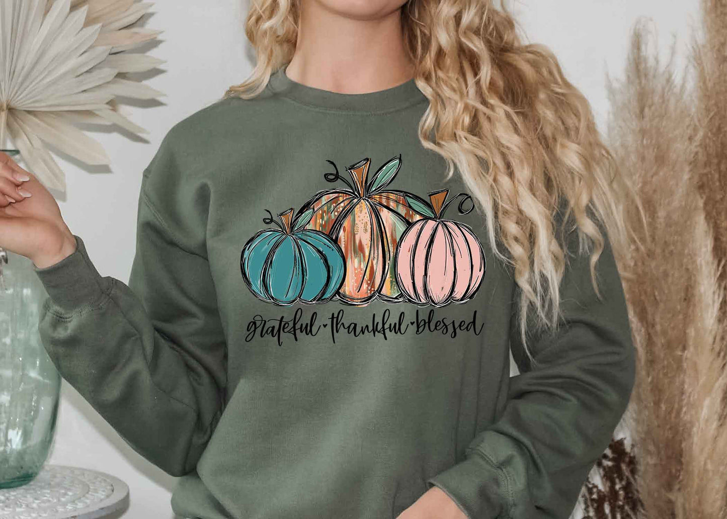 Thankful grateful blessed with pumpkins shirt