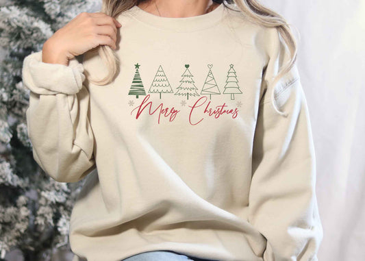 Merry Christmas with trees sweatshirt