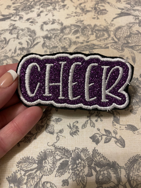 Glitter cheer iron on hat patch  *** 7-10 TAT ***