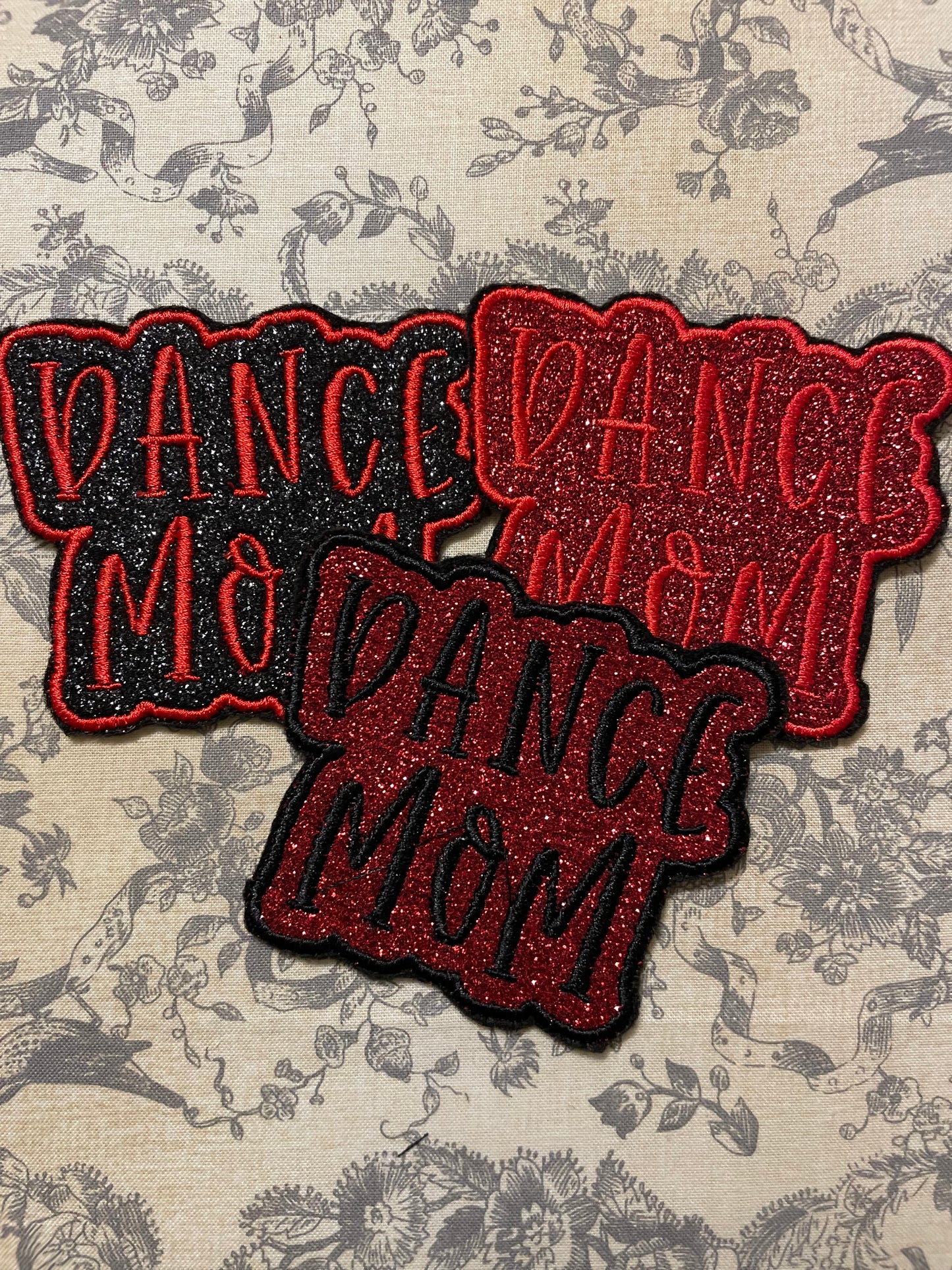 Glitter dance mom  iron on hat patch *** 7-10 TAT ***