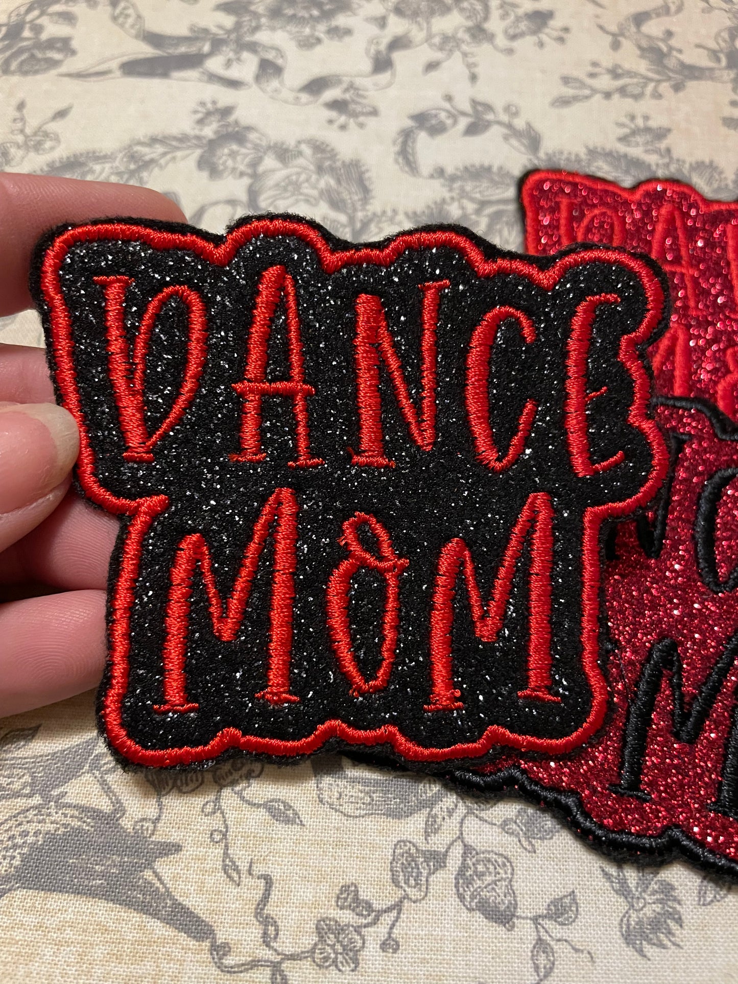 Glitter dance mom  iron on hat patch *** 7-10 TAT ***