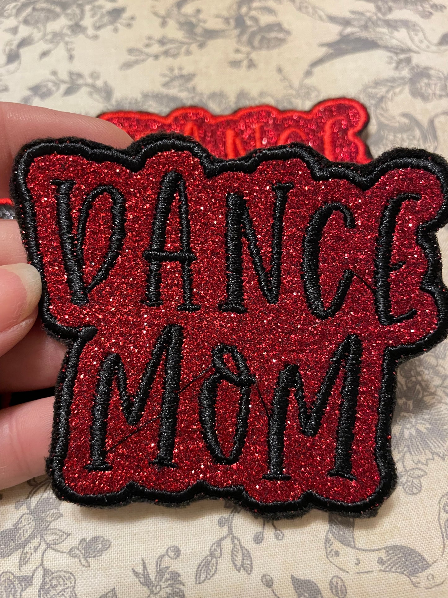 Glitter dance mom  iron on hat patch *** 7-10 TAT ***