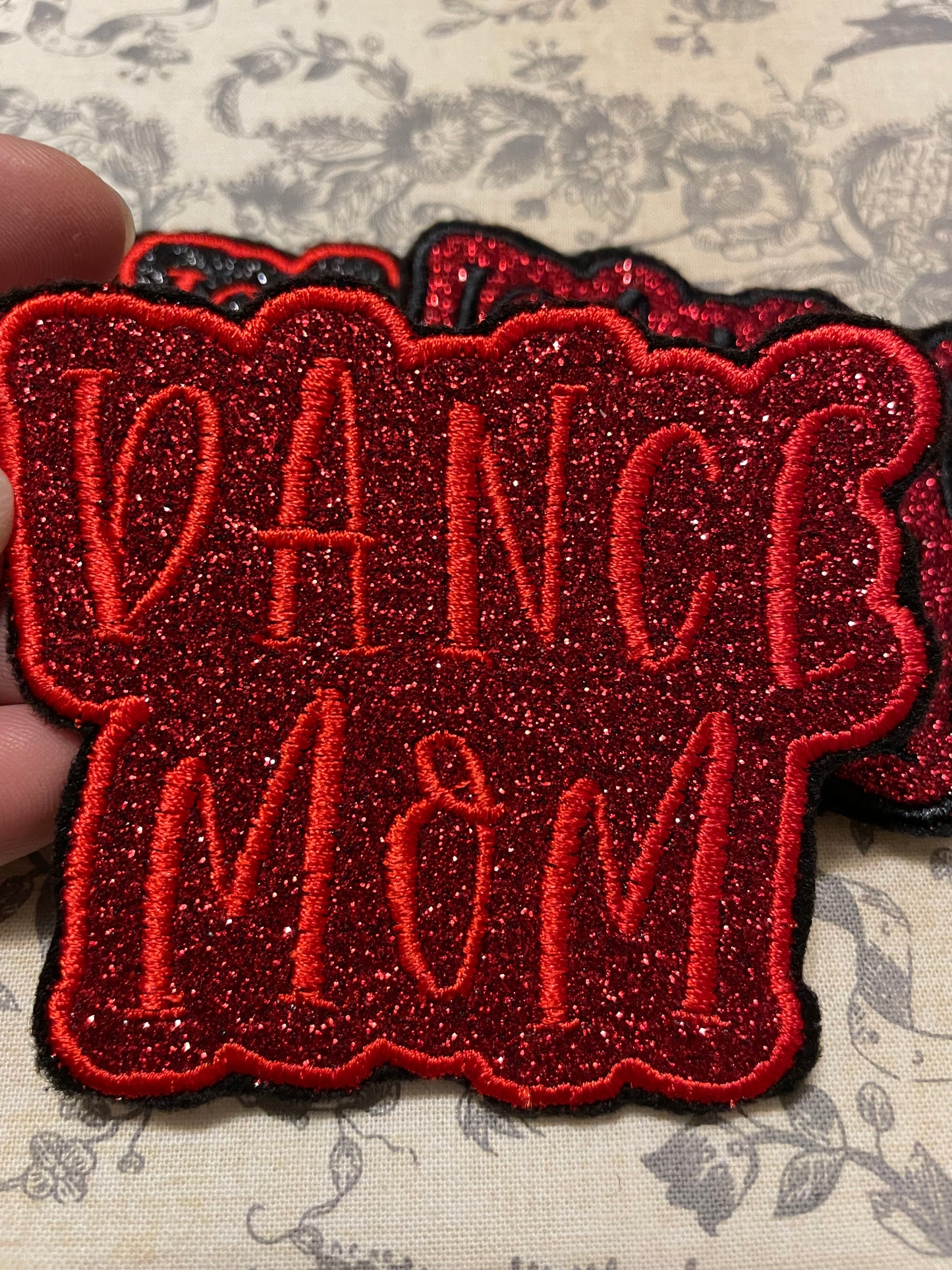 Glitter dance mom  iron on hat patch *** 7-10 TAT ***