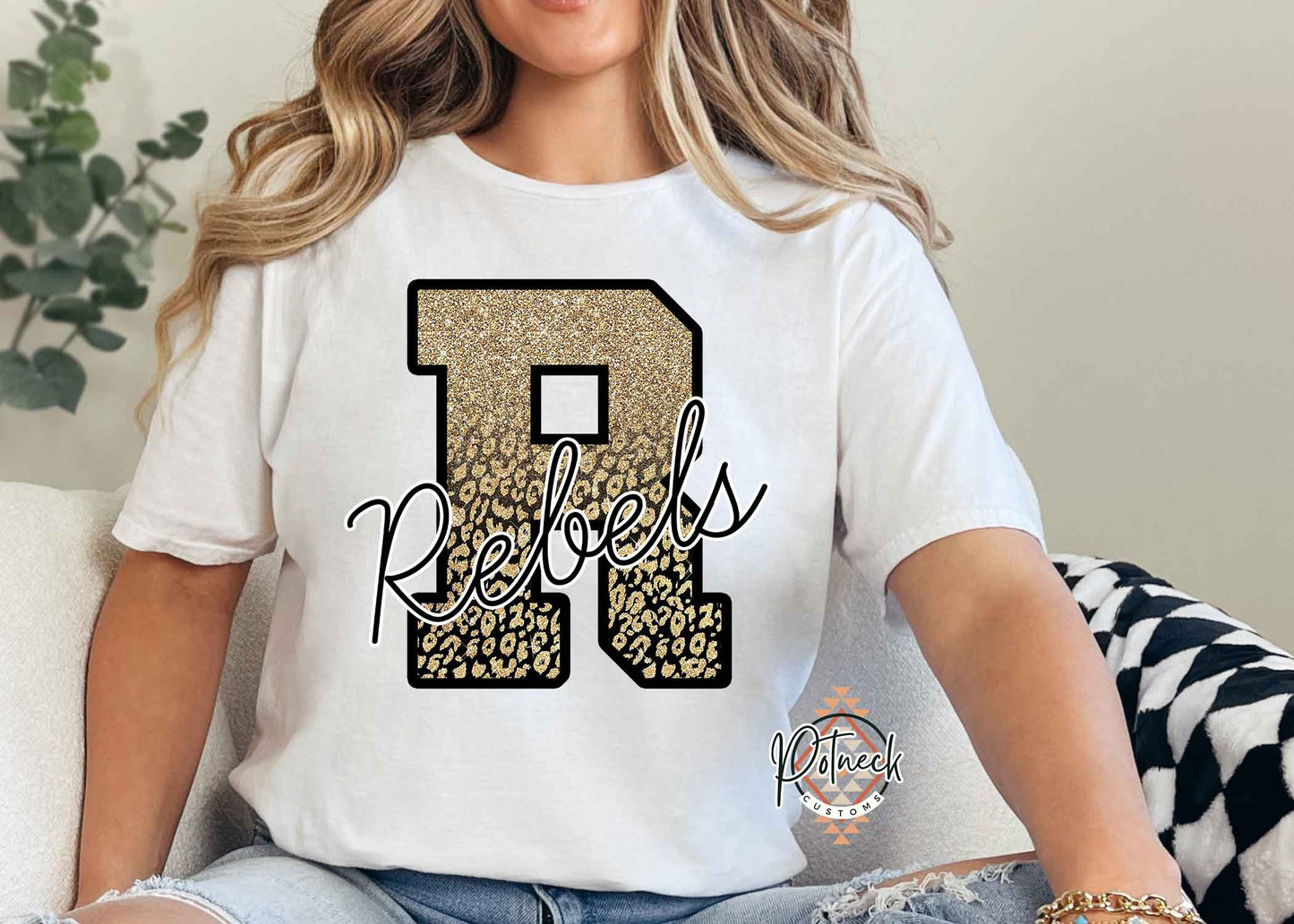 Black and gold leopard Rebels shirt