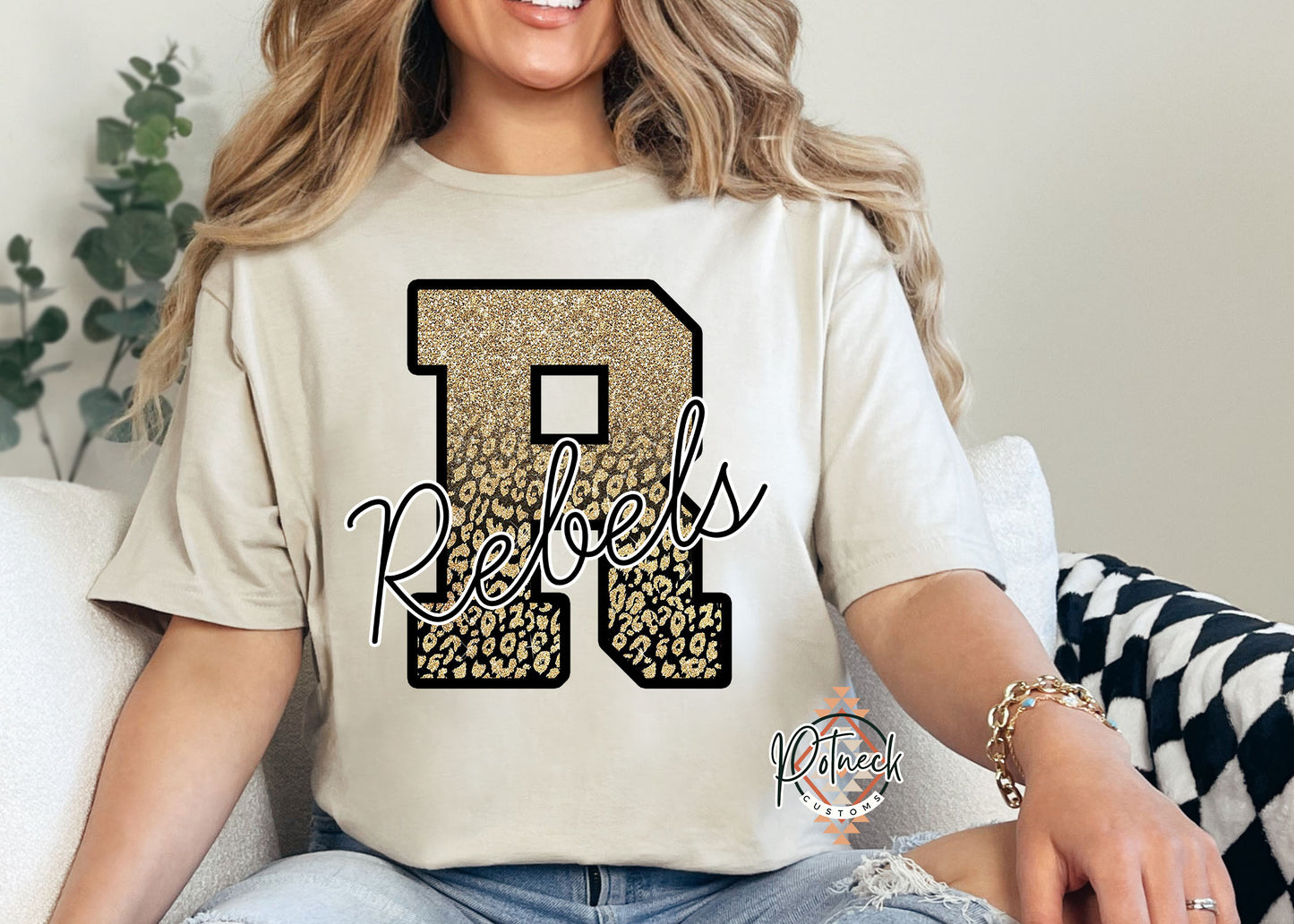 Black and gold leopard Rebels shirt