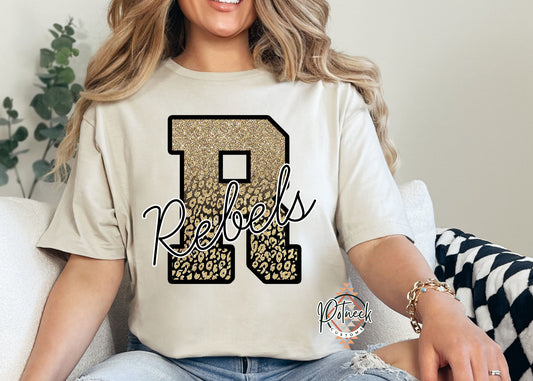 Black and gold leopard Rebels shirt