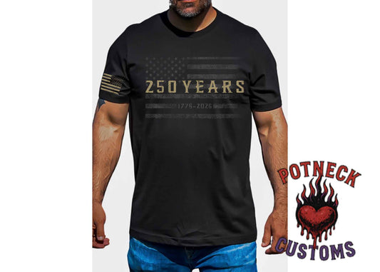 250 Years Patriotic Flag T-Shirt | 1776–2026 America Anniversary Tee | Vintage Military Style USA Shirt