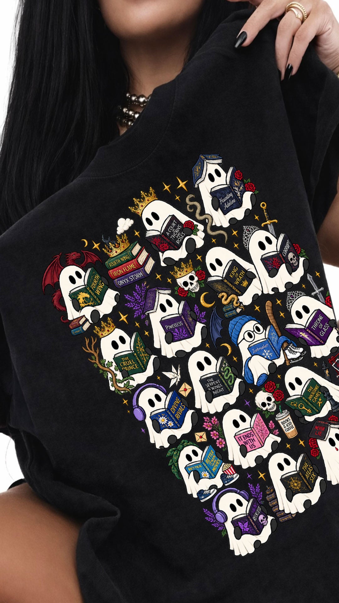 Ghost Book Lover Shirt, Spooky Reader Tee, Fantasy Romance Bookish T-Shirt, Cute Ghost Reading Shirt, Book Club Gift, Halloween Reader Tee