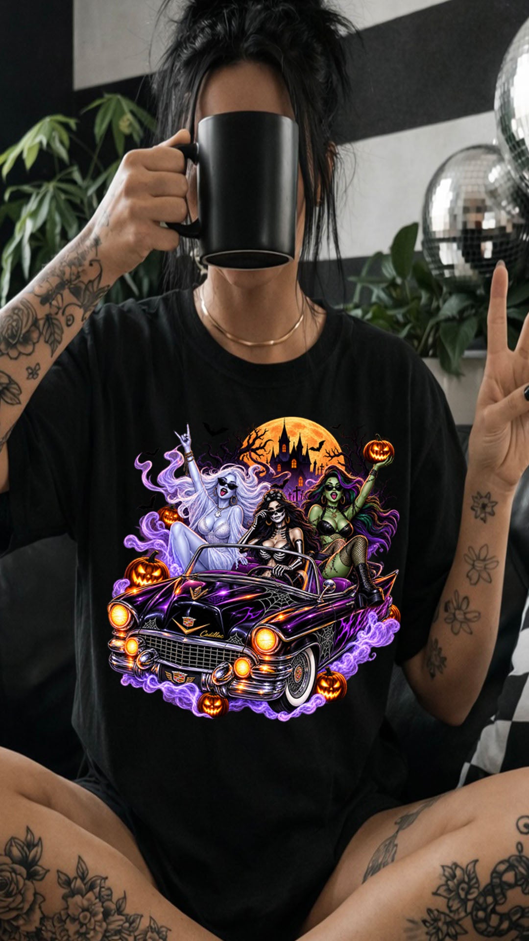 Halloween Witch Tee, Spooky Girls Graphic T-Shirt, Gothic Halloween Shirt, Witchy Fall Tee