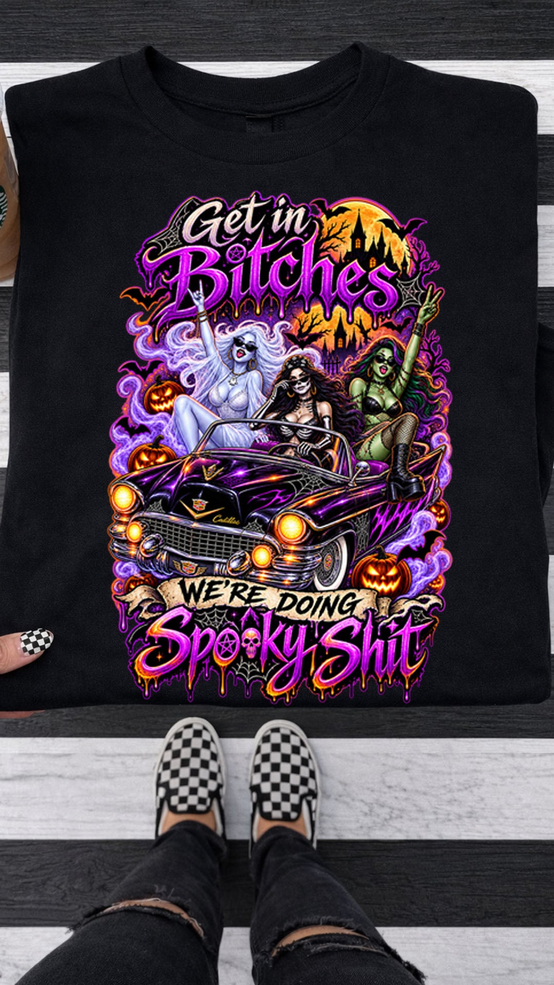 Get in Bitches We’re Doing Spooky Shit Shirt, Halloween Witch Tee, Spooky Girls Graphic T\-Shirt, Gothic Halloween Shirt, Witchy Fall Tee