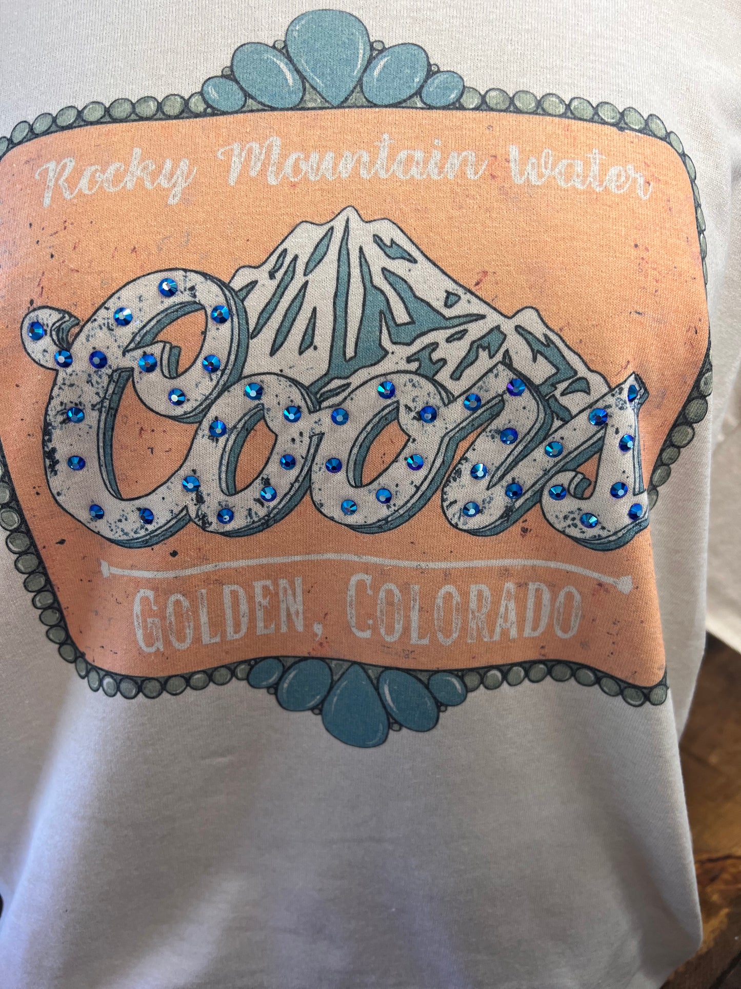 Rocky Mountain Water Coors Graphic Tee | Golden Colorado Shirt | Western Vintage Style T-Shirt | Rhinestone Accent Tee
