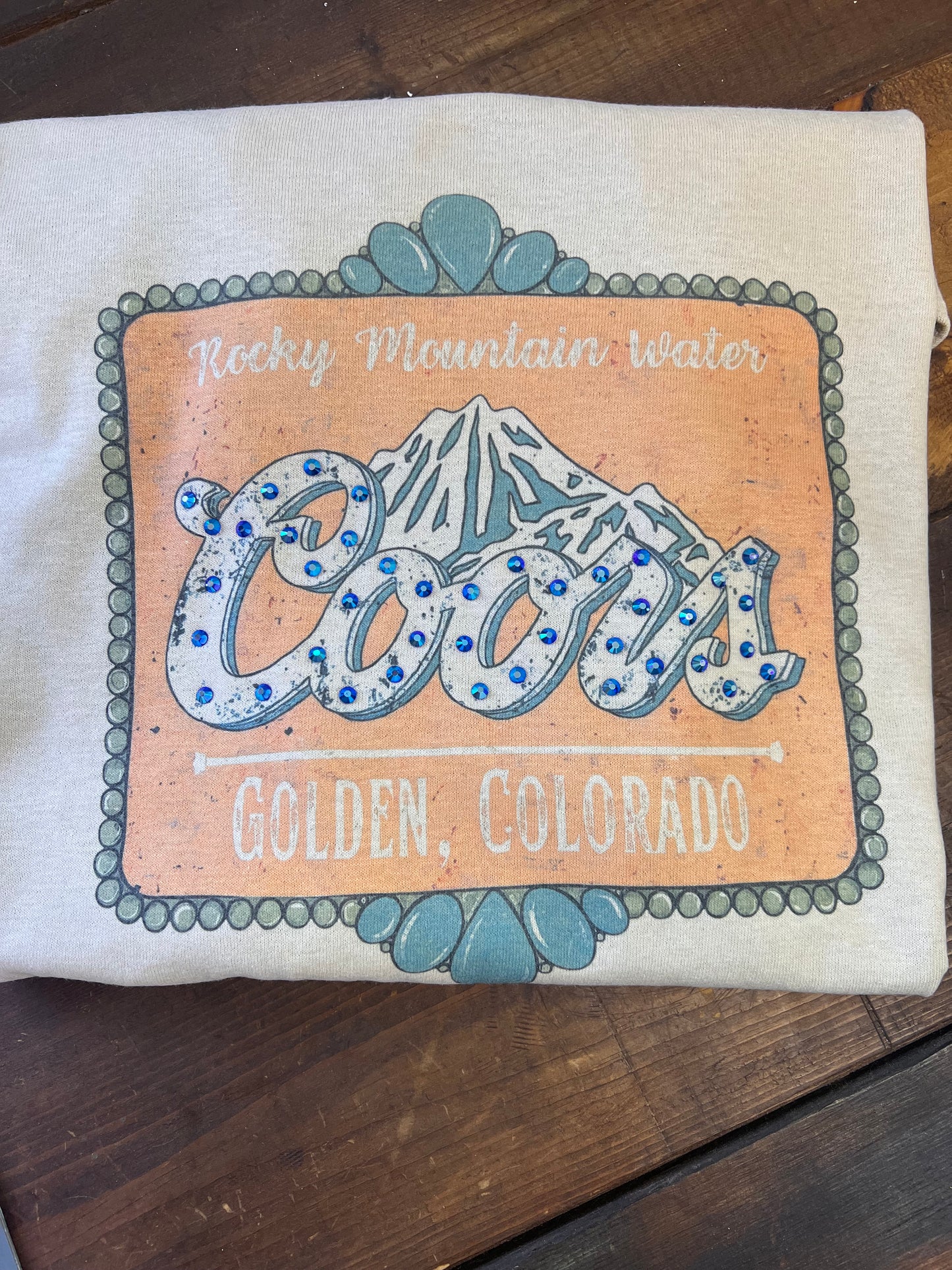 Rocky Mountain Water Coors Graphic Tee | Golden Colorado Shirt | Western Vintage Style T-Shirt | Rhinestone Accent Tee