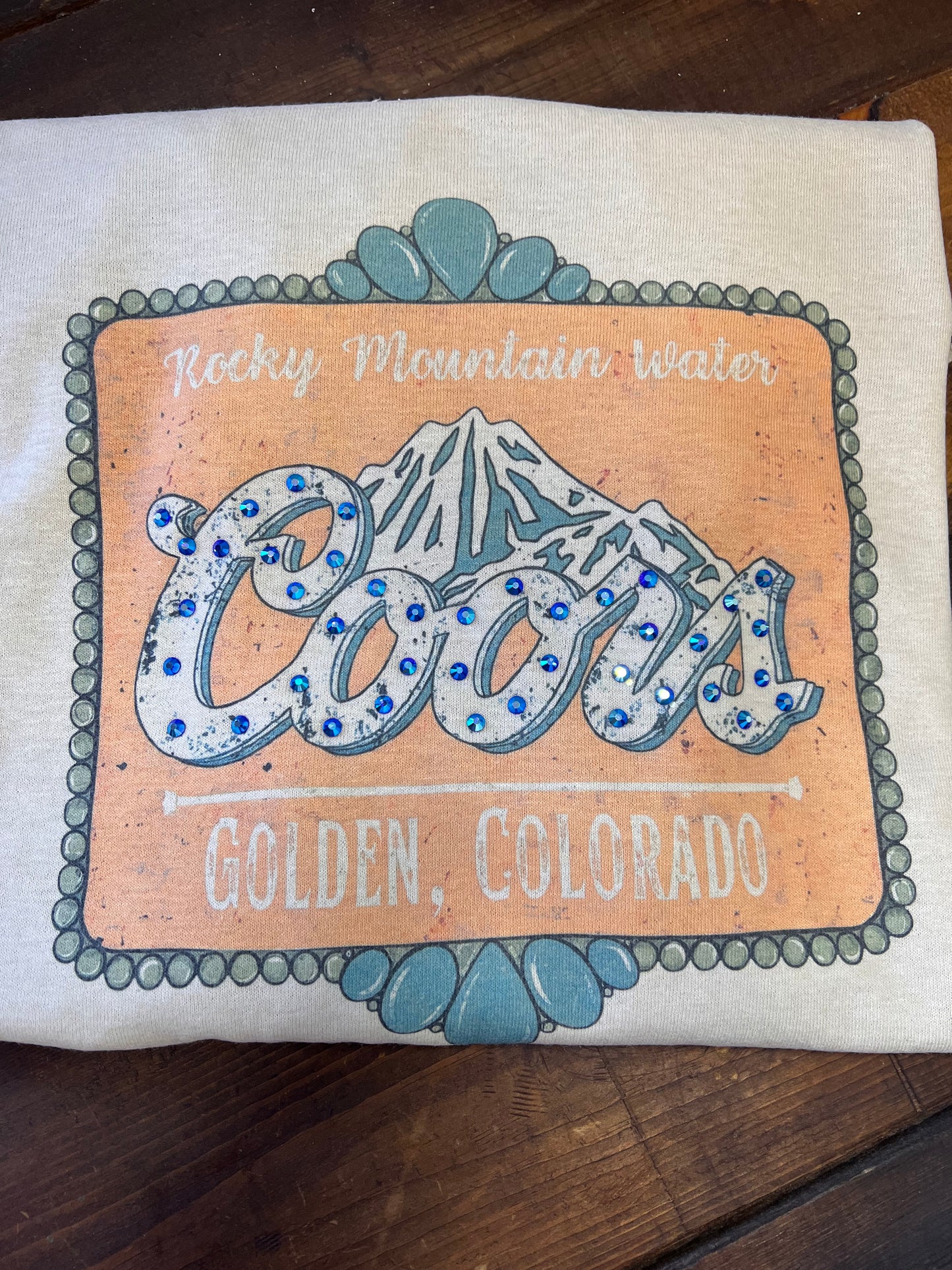 Rocky Mountain Water Coors Graphic Tee | Golden Colorado Shirt | Western Vintage Style T-Shirt | Rhinestone Accent Tee