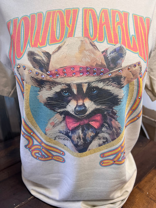 Rhinestone Raccoon Shirt, Western Cowboy Raccoon Tee, Funny Animal Graphic Tee, Country Concert Shirt, Cute Rodeo Outfit, Sparkly Cowgirl Top