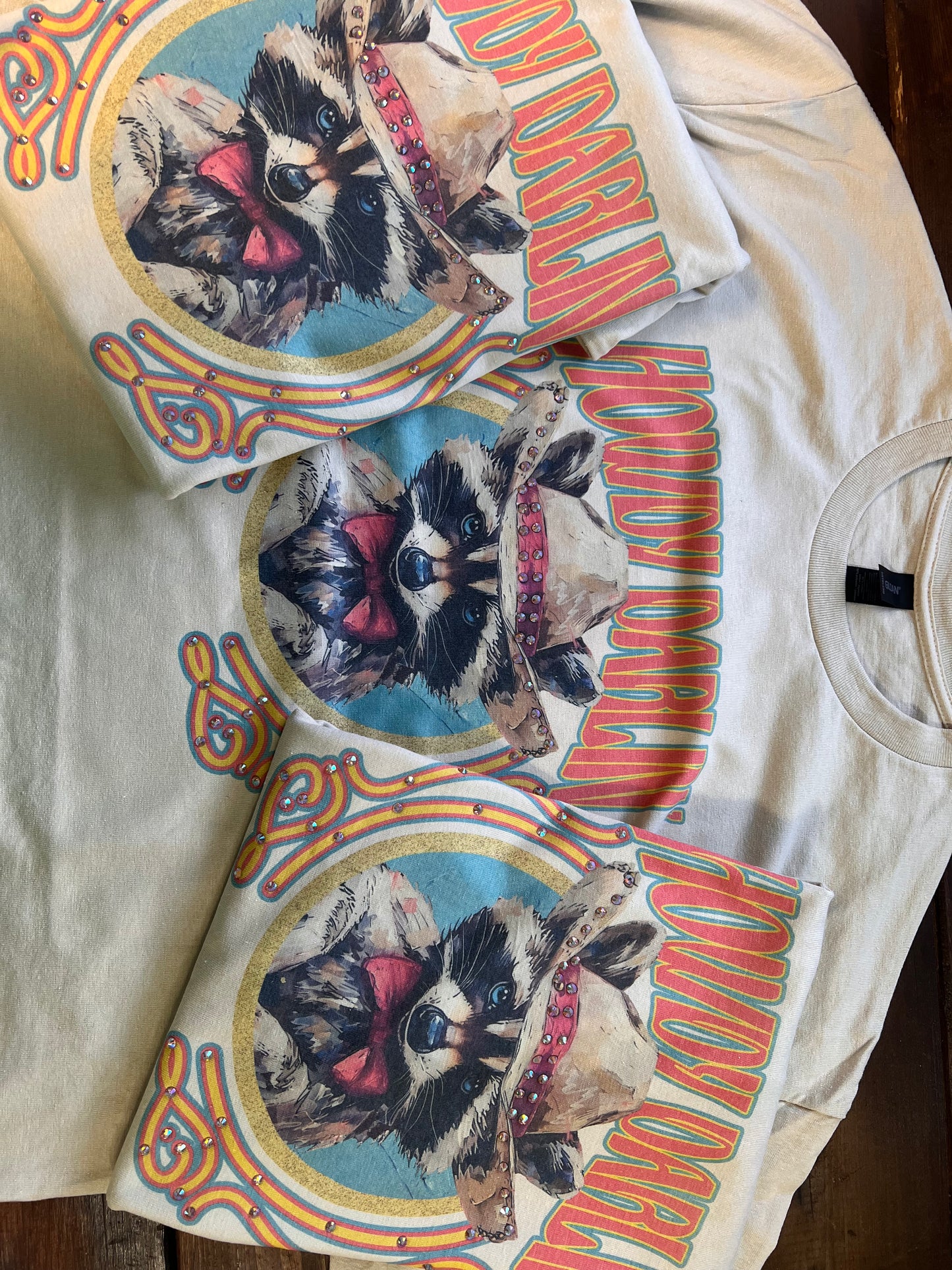 Rhinestone Raccoon Shirt, Western Cowboy Raccoon Tee, Funny Animal Graphic Tee, Country Concert Shirt, Cute Rodeo Outfit, Sparkly Cowgirl Top