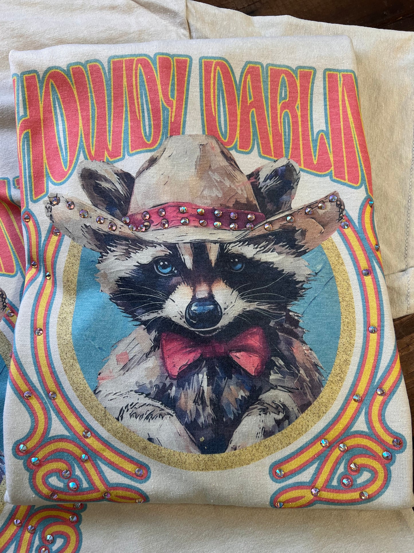 Rhinestone Raccoon Shirt, Western Cowboy Raccoon Tee, Funny Animal Graphic Tee, Country Concert Shirt, Cute Rodeo Outfit, Sparkly Cowgirl Top