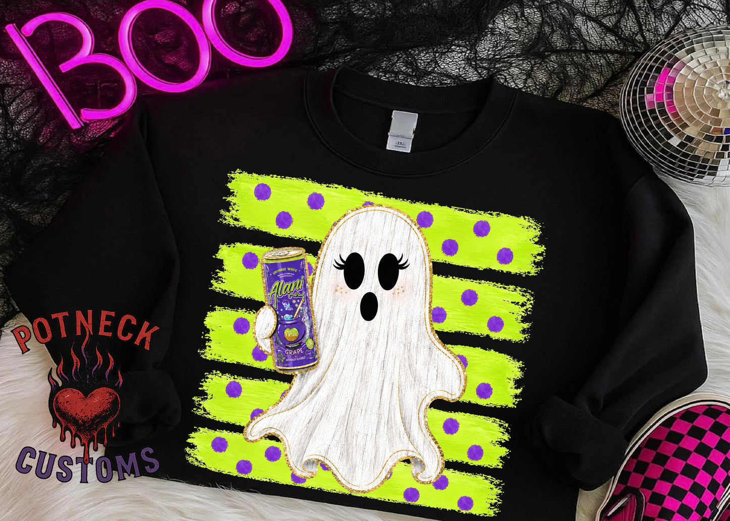 Funny Ghost Energy Drink Halloween Shirt | Spooky Horror Inspired Tee | Neon Halloween Graphic T-Shirt | Horror Lover Gift