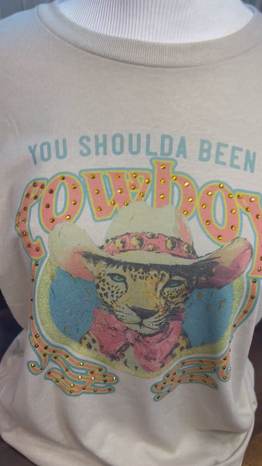 Western Leopard Cowboy Shirt, You Shoulda Been a Cowboy Tee, Cowgirl Graphic Tee, Country Concert Outfit, Vintage Western Shirt
