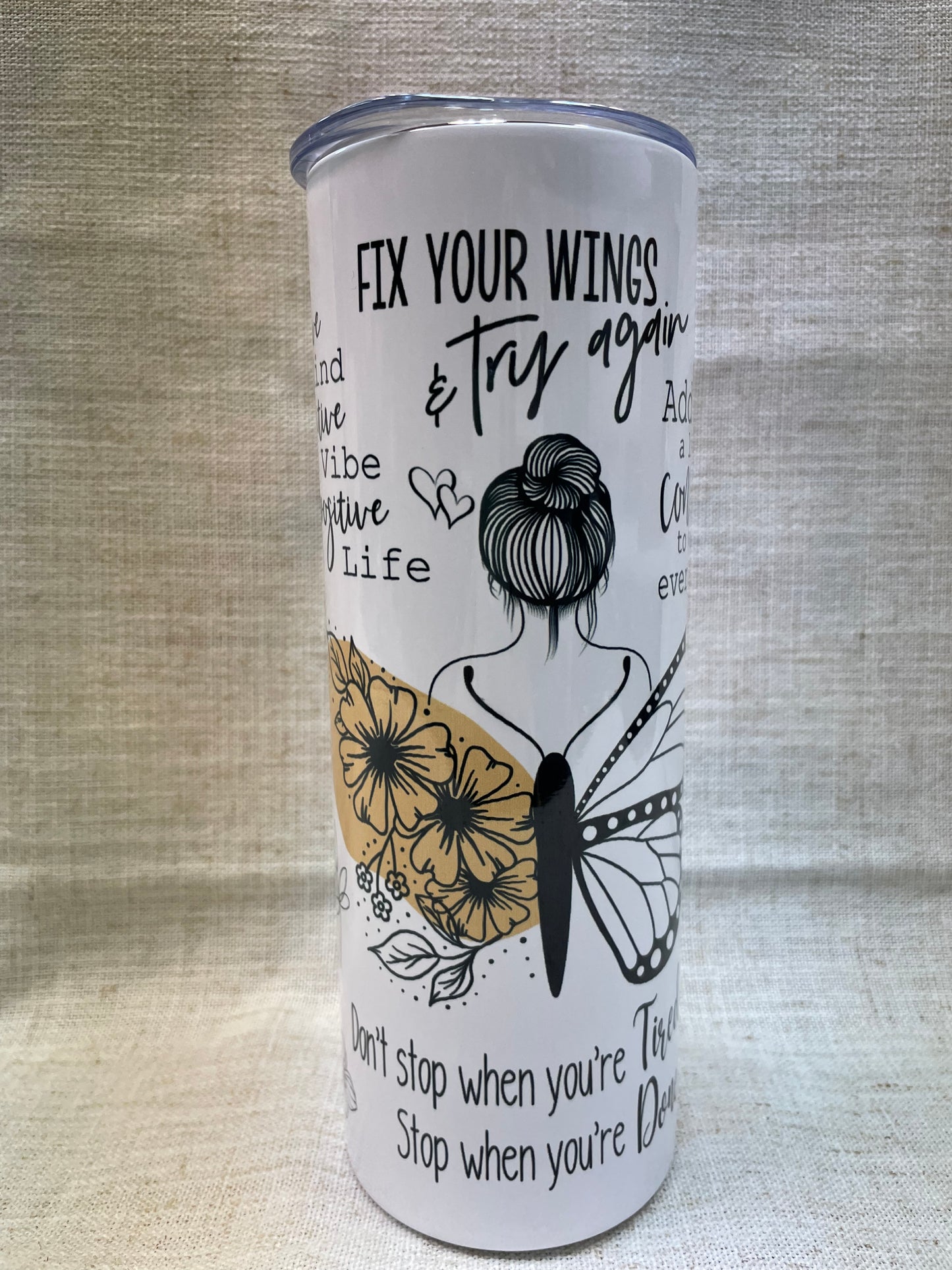 Positive affirmation tumbler, 20 oz skinny tumbler, inspirational tumbler