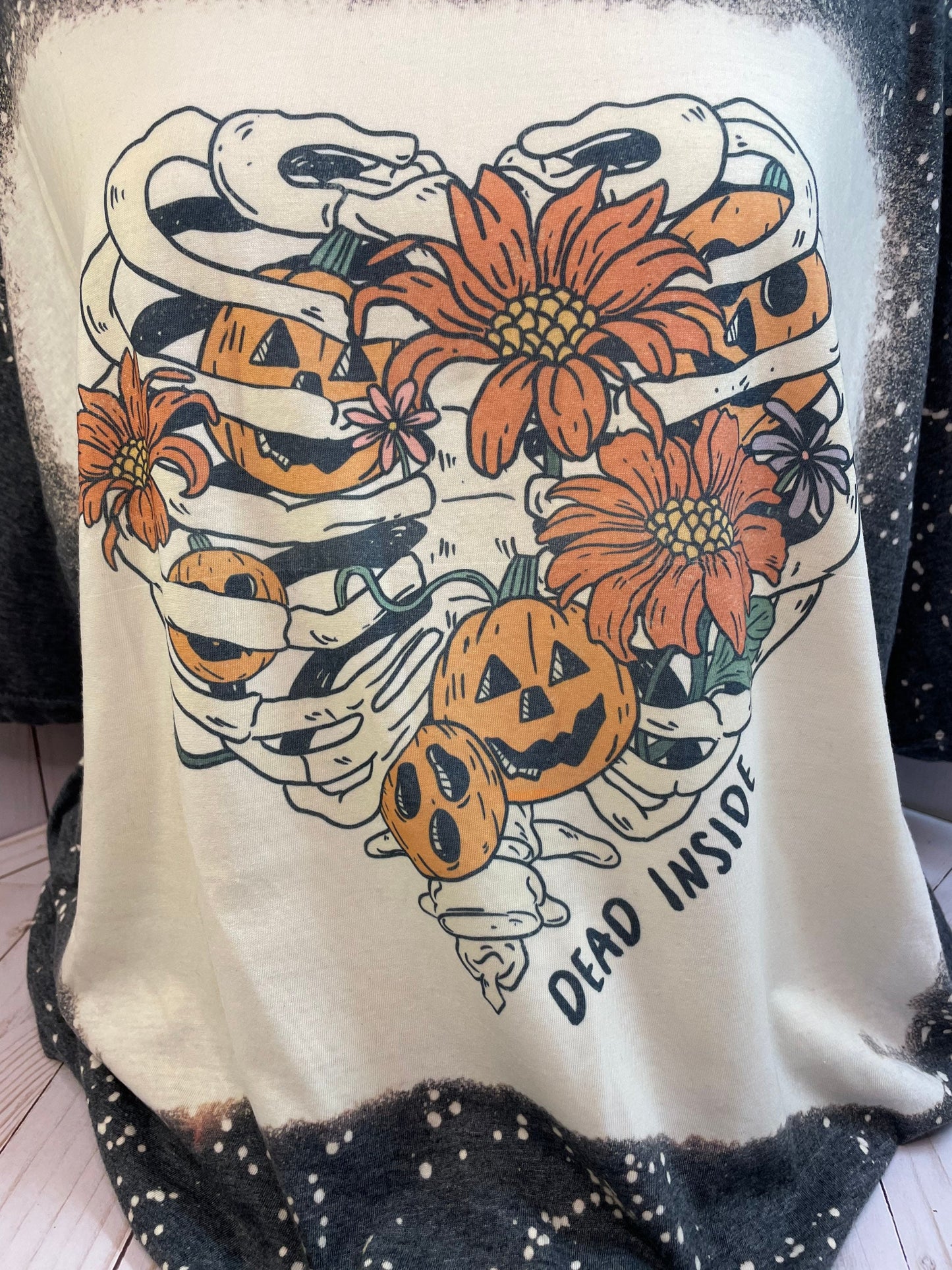 Dead inside Halloween bleached tee cute Halloween tee