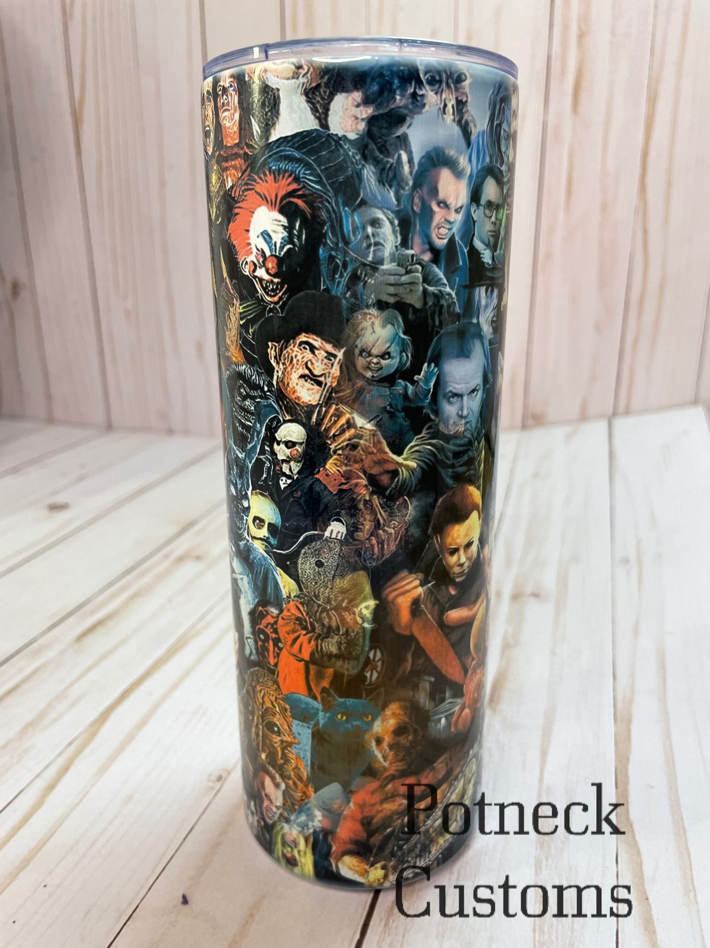 Horror movie tumbler. Halloween tumbler. Halloween horror cup.