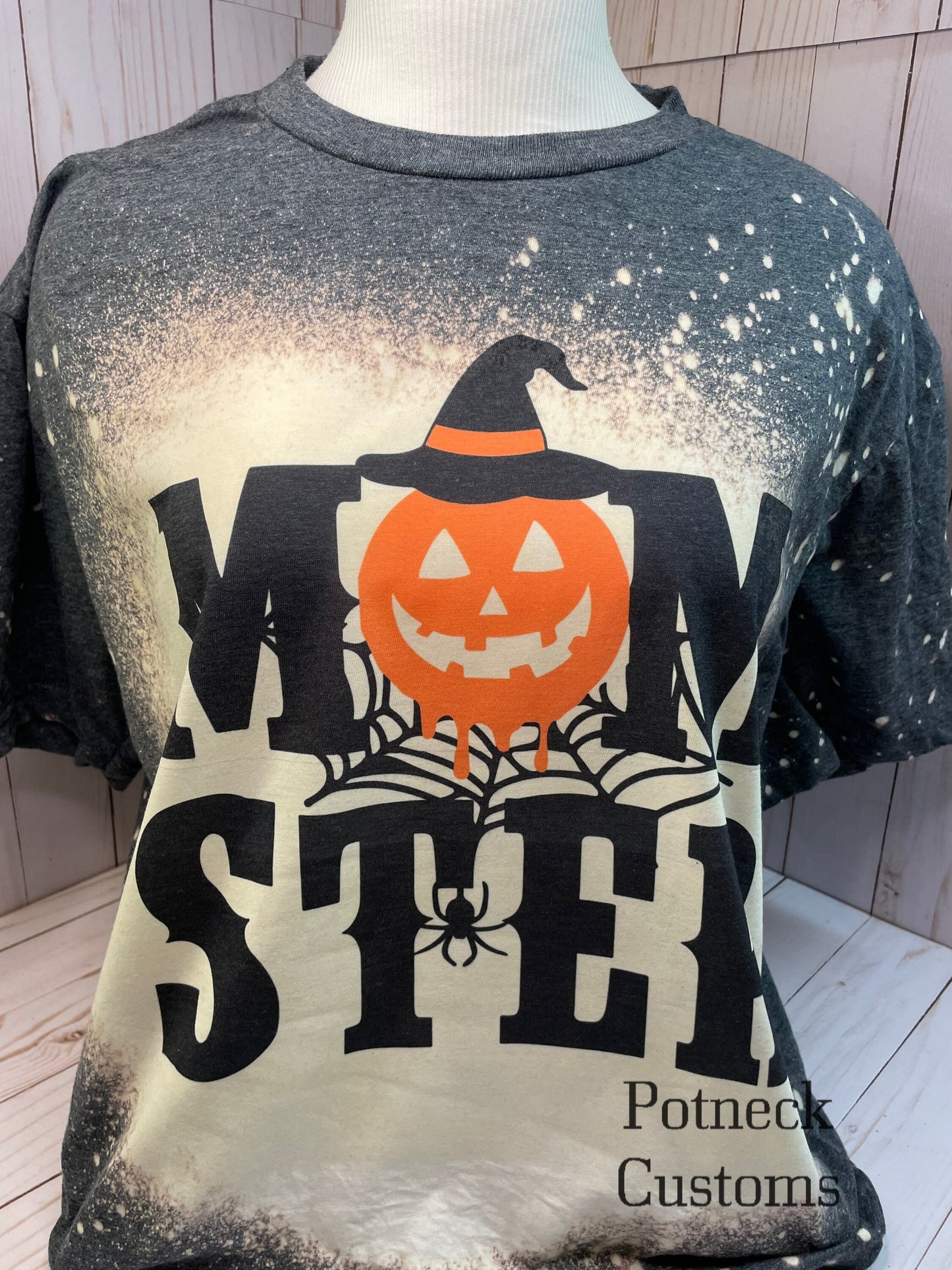 Momster bleached halloween shirt, mom halloween shirt, bleached halloween shirt