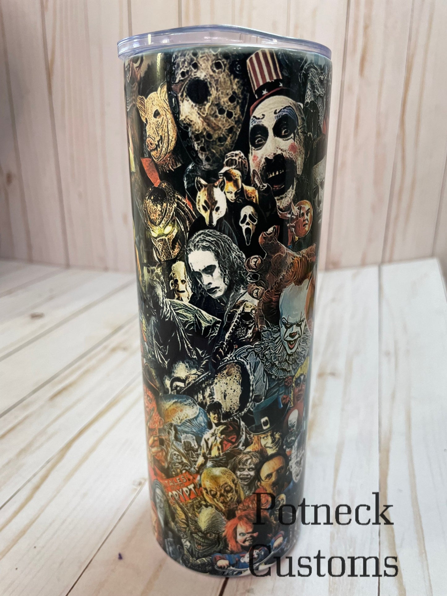 Horror movie tumbler. Halloween tumbler. Halloween horror cup.