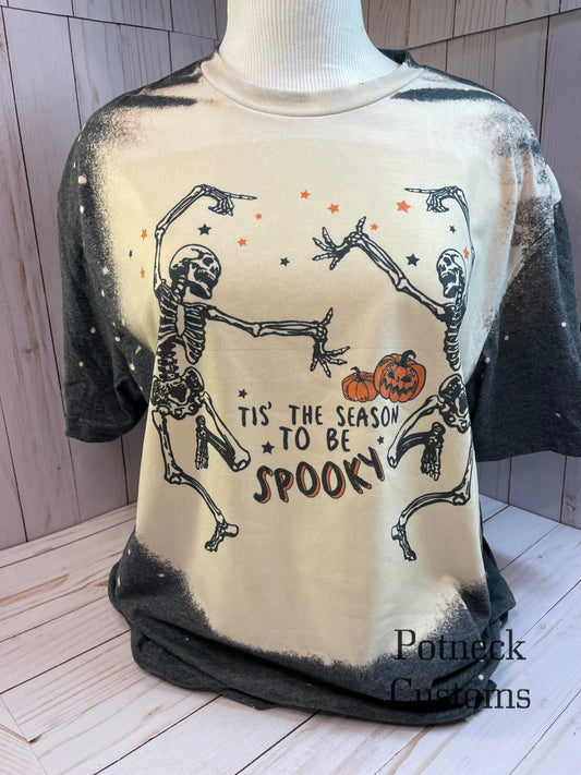 Dancing skeleton shirt. Bleached Halloween shirt, Its time to be spooky shirt. Spooky bleached shirt. Fall shirt. Retro fall shirt. Pumpkin