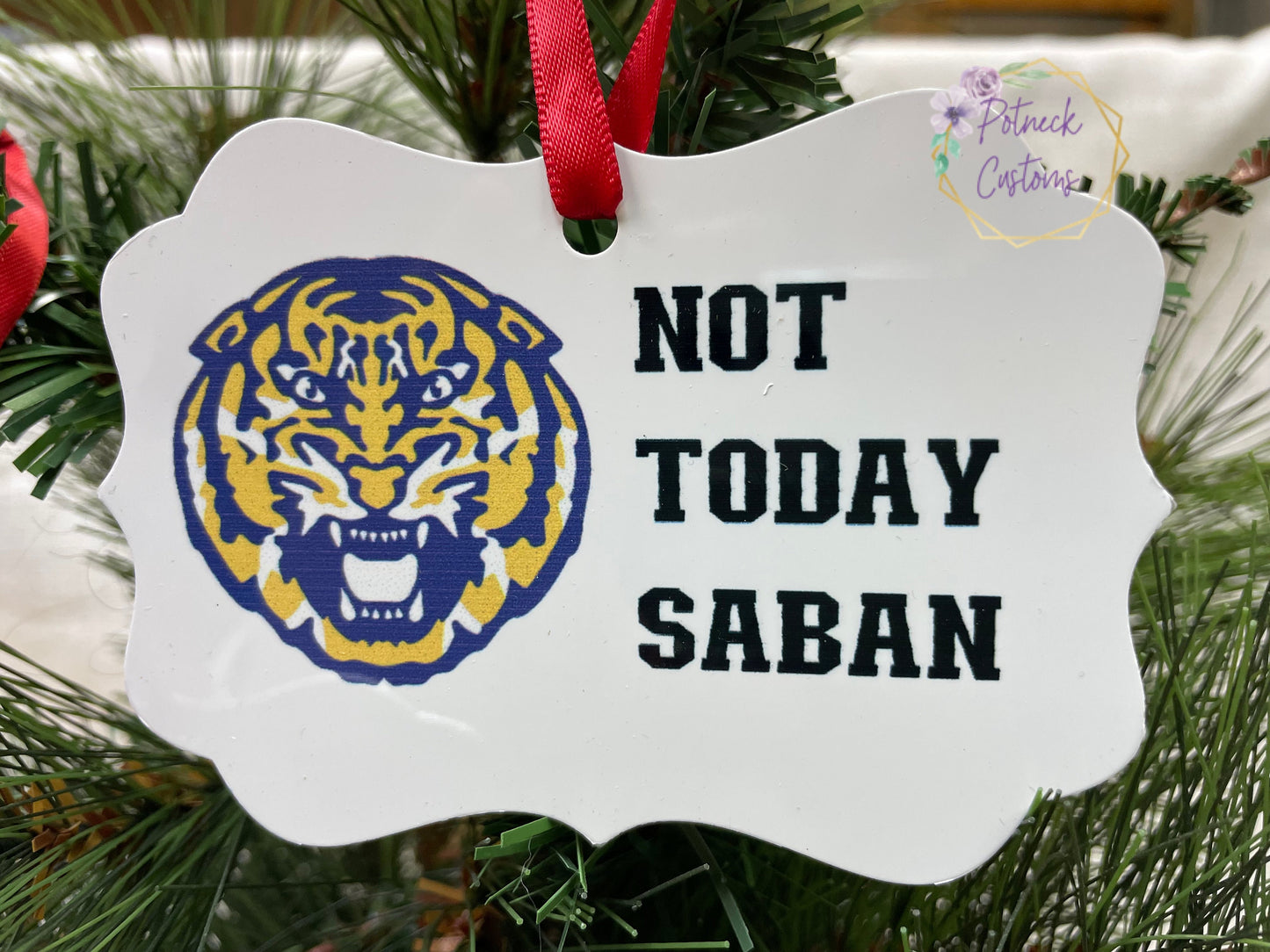 LSU vs Bama game ornament, game day ornament, tigers vs bama, not today saban, 32-31,