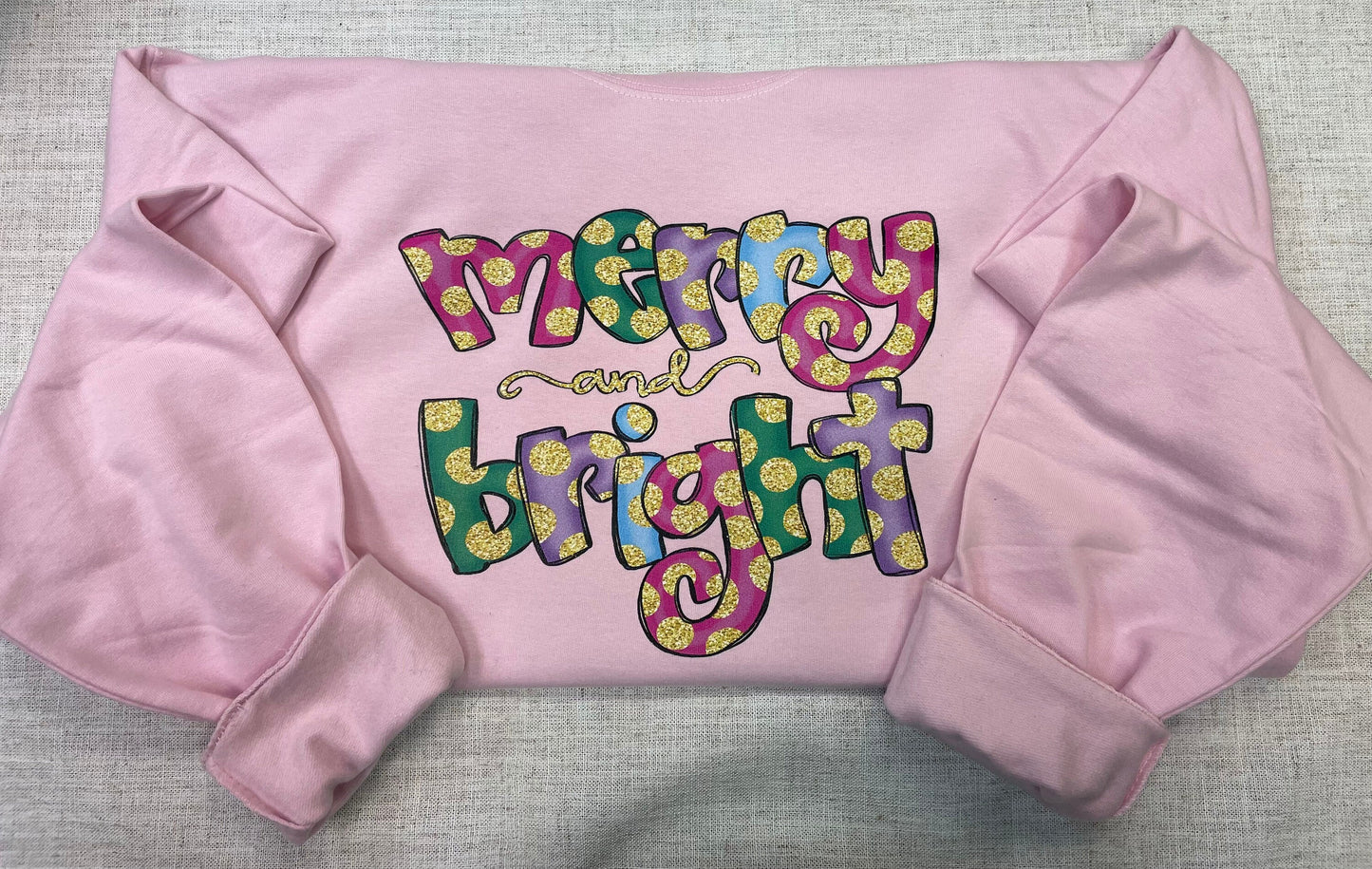 Merry and Bright sweatshirt, Christmas sweatshirt, festive shirt, Bright colors, Lights