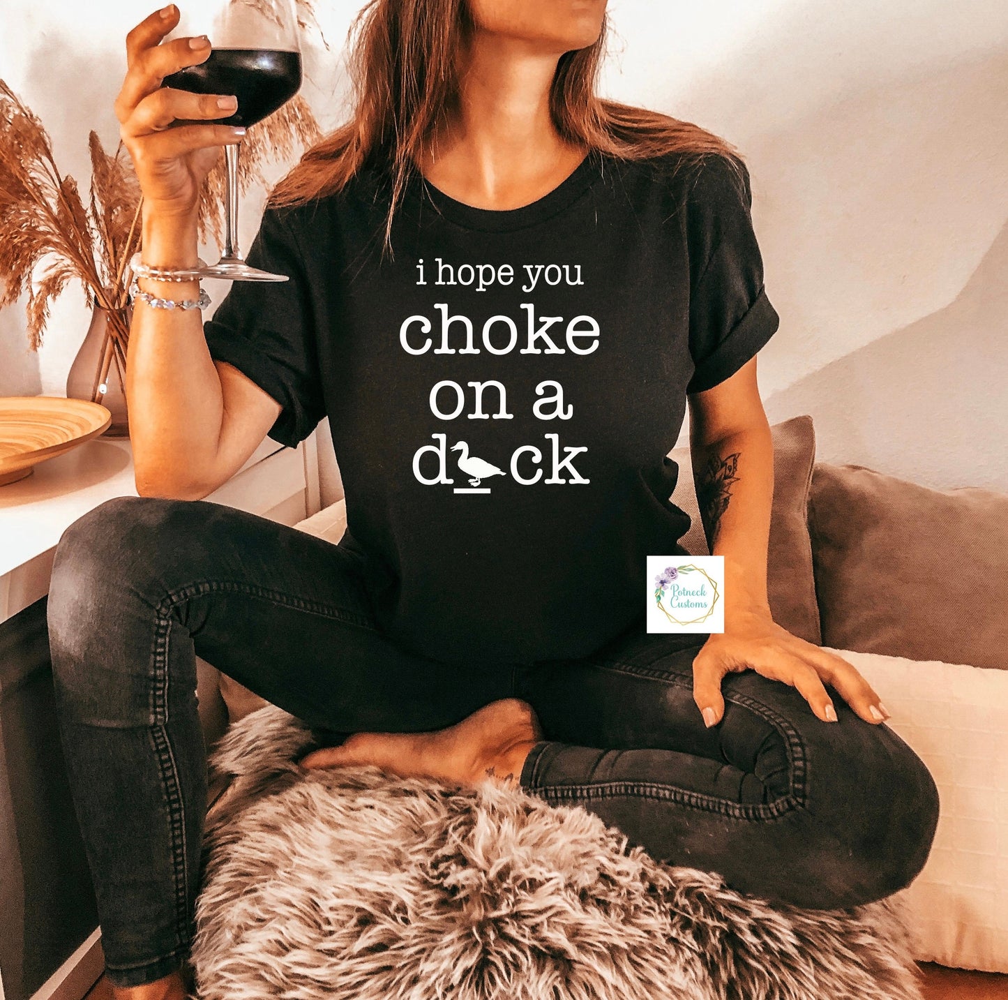 I hope you choke on a d ck. Dark humor shirt. Sarcastic shirt. Funny shirt, I hope you choke on a duck